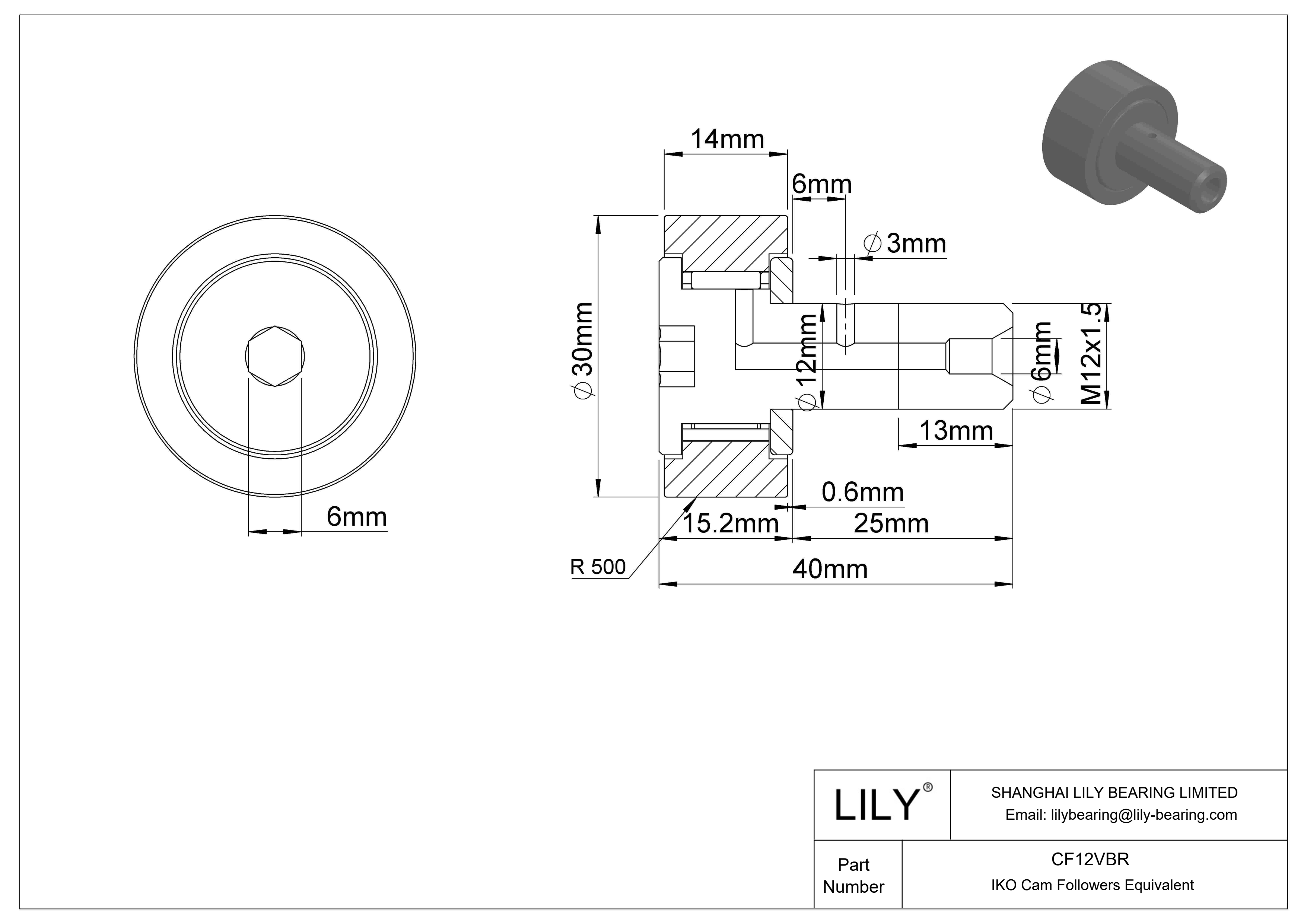 CF12VBR 螺柱凸轮从动件 cad drawing