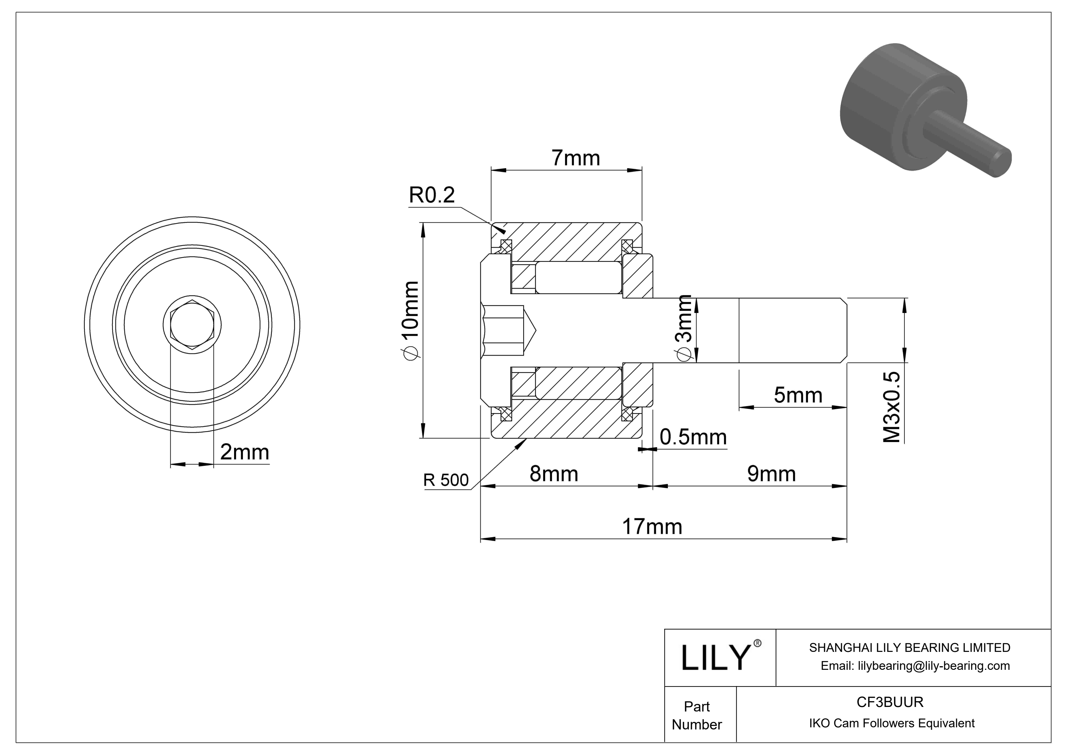 CF3BUUR 螺柱凸轮从动件 cad drawing