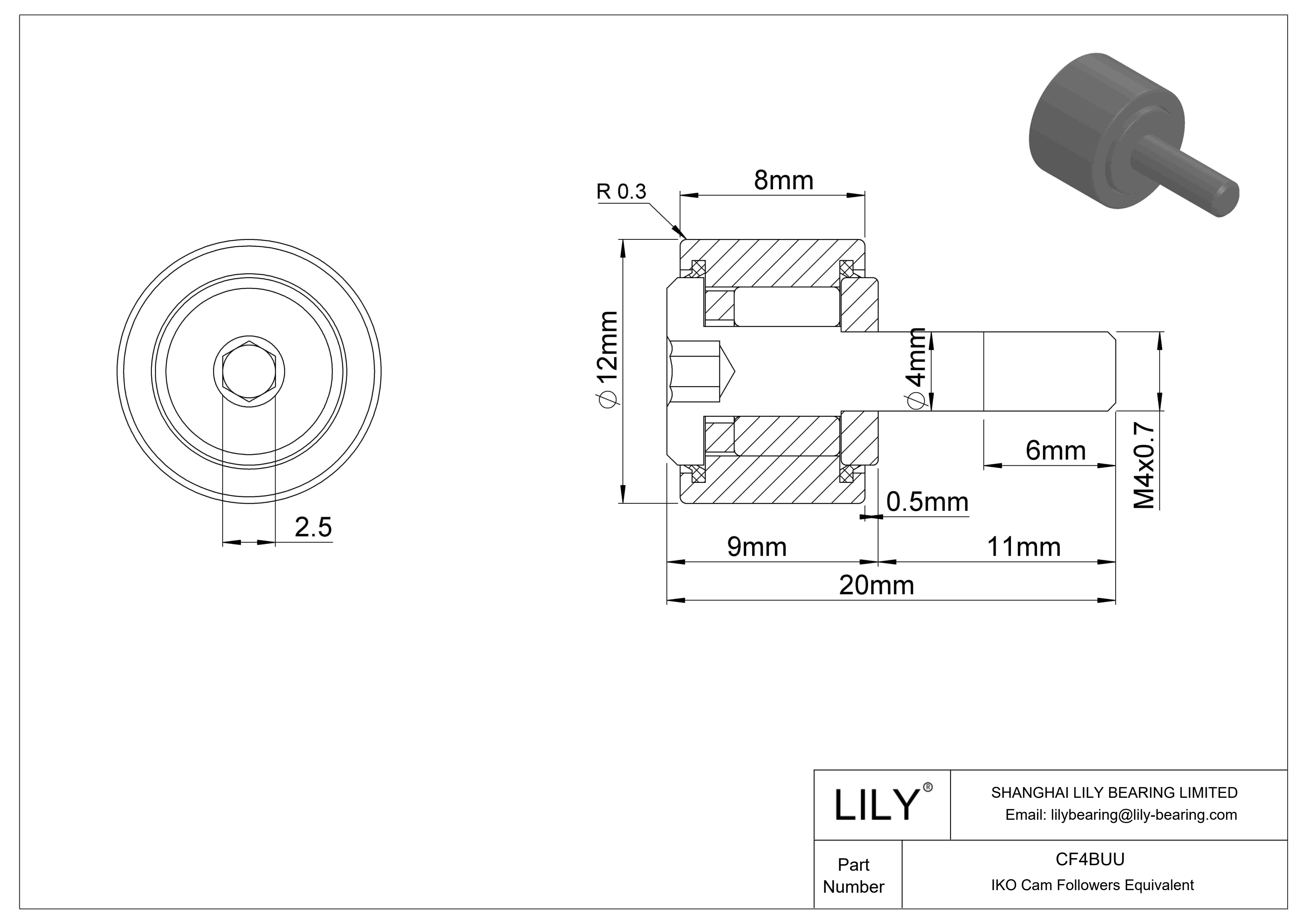 CF4BUU 螺柱凸轮从动件 cad drawing