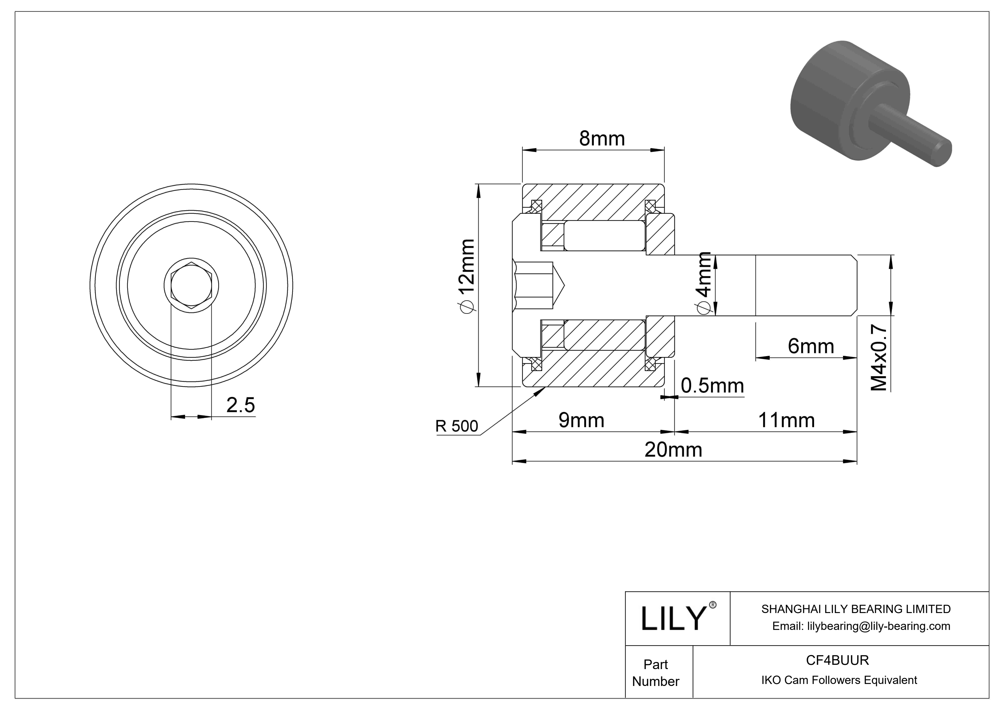 CF4BUUR 螺柱凸轮从动件 cad drawing