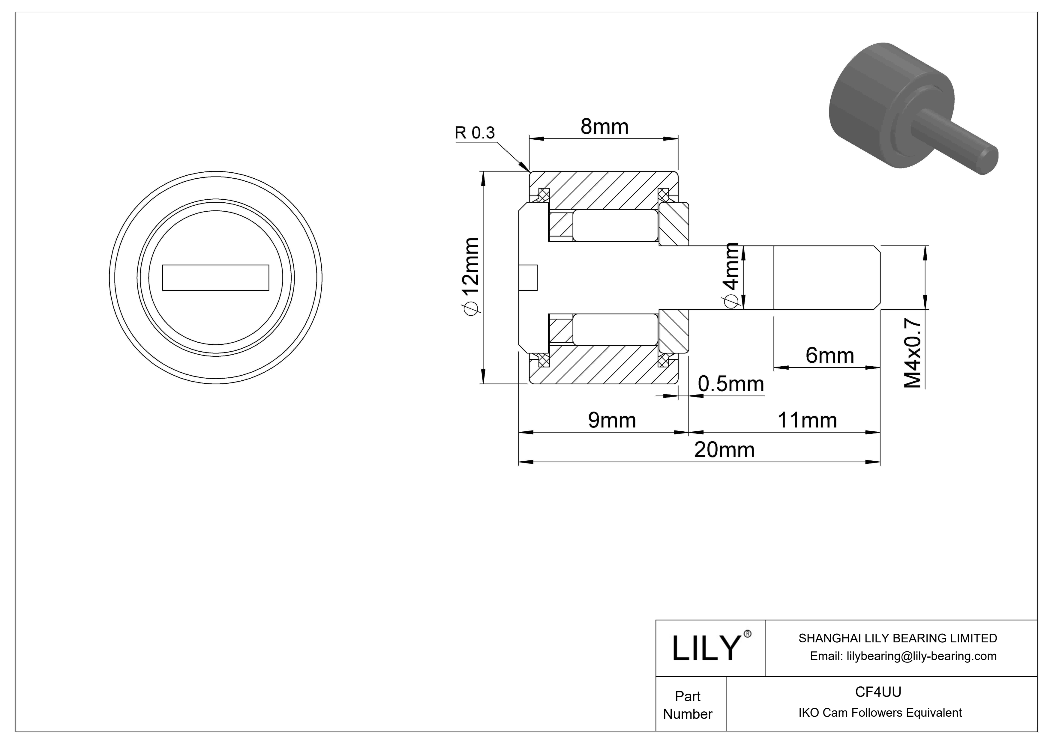 CF4UU 螺柱凸轮从动件 cad drawing