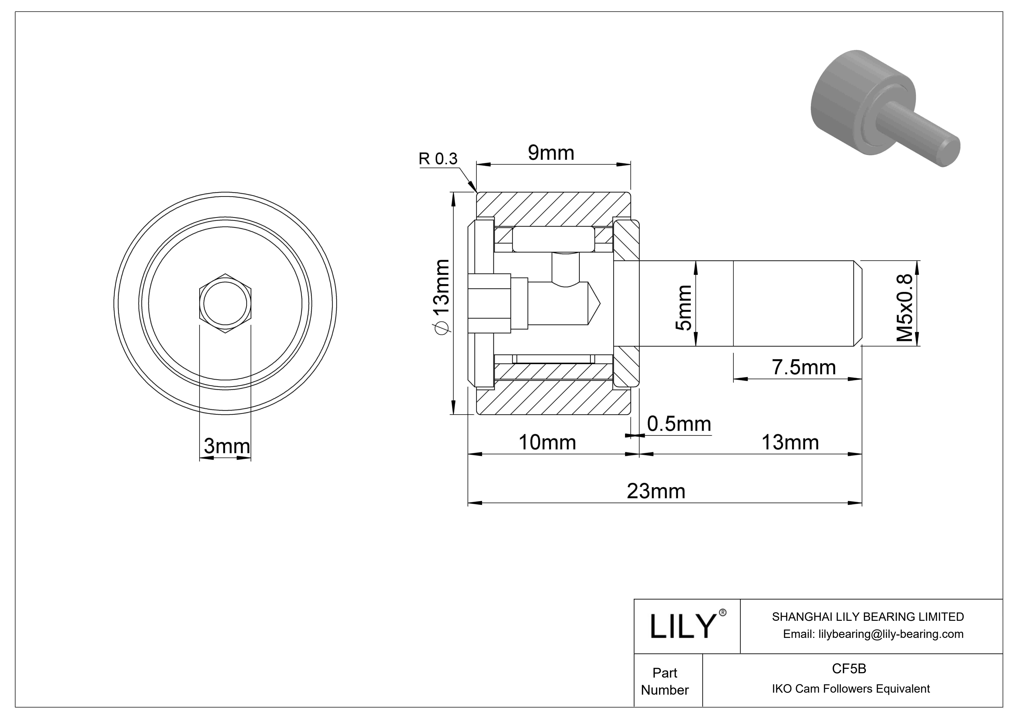 CF5B 螺柱凸轮从动件 cad drawing