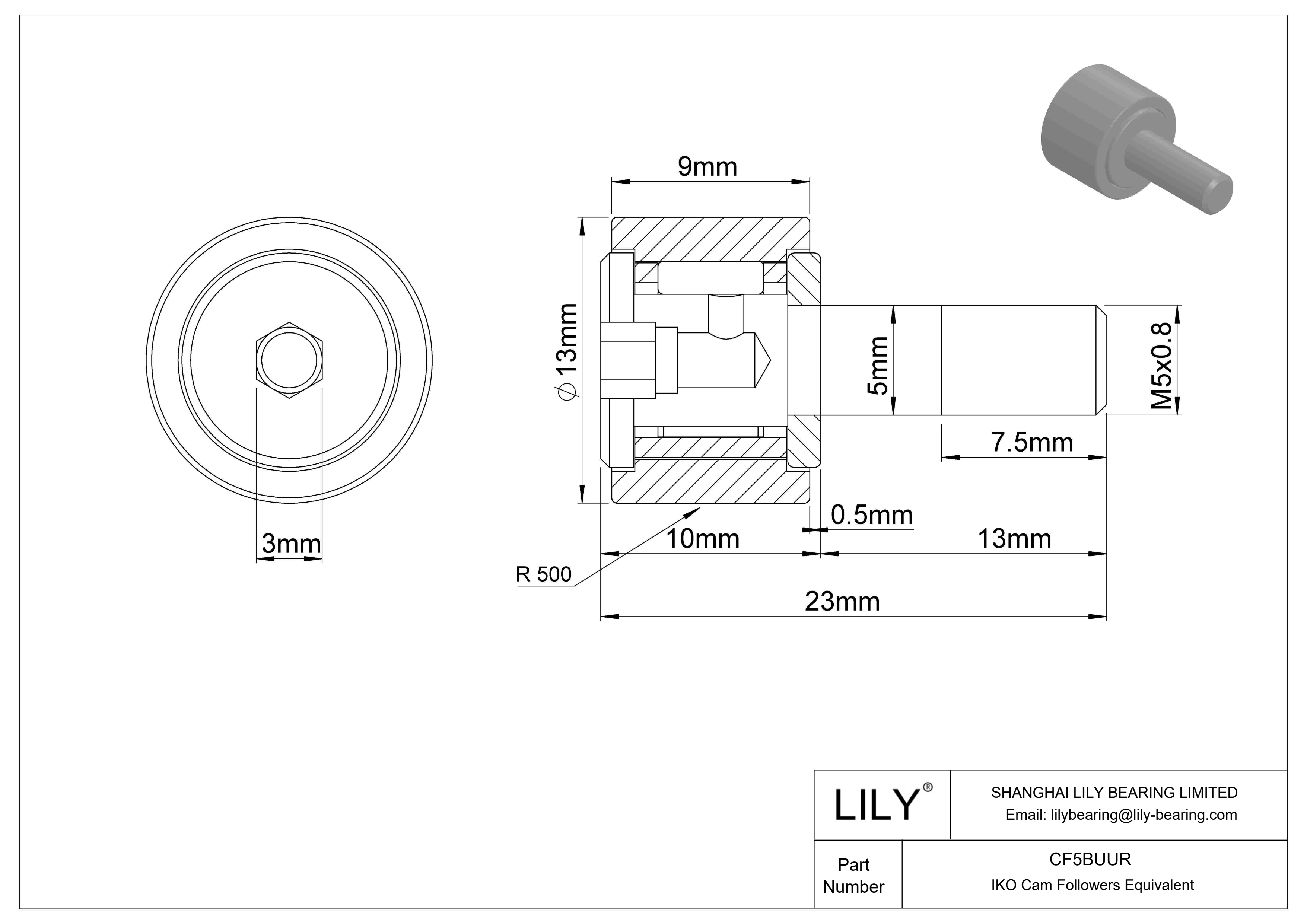 CF5BUUR Seguidor de leva cad drawing