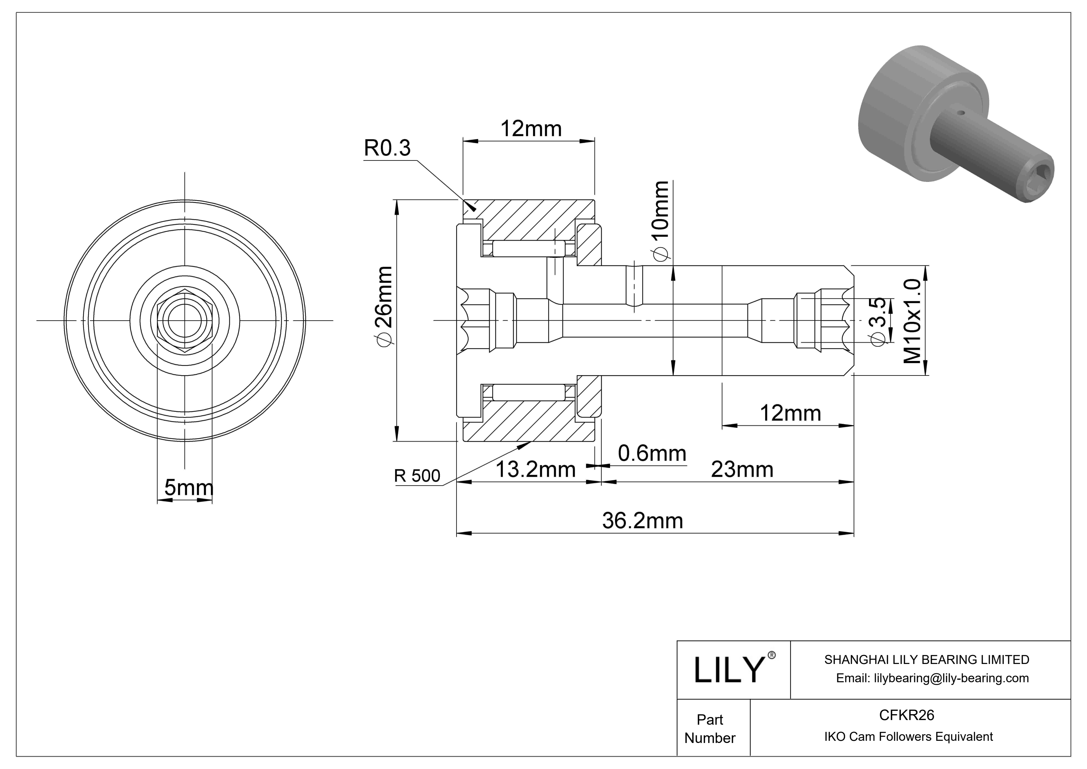 CFKR26 Seguidor de leva cad drawing