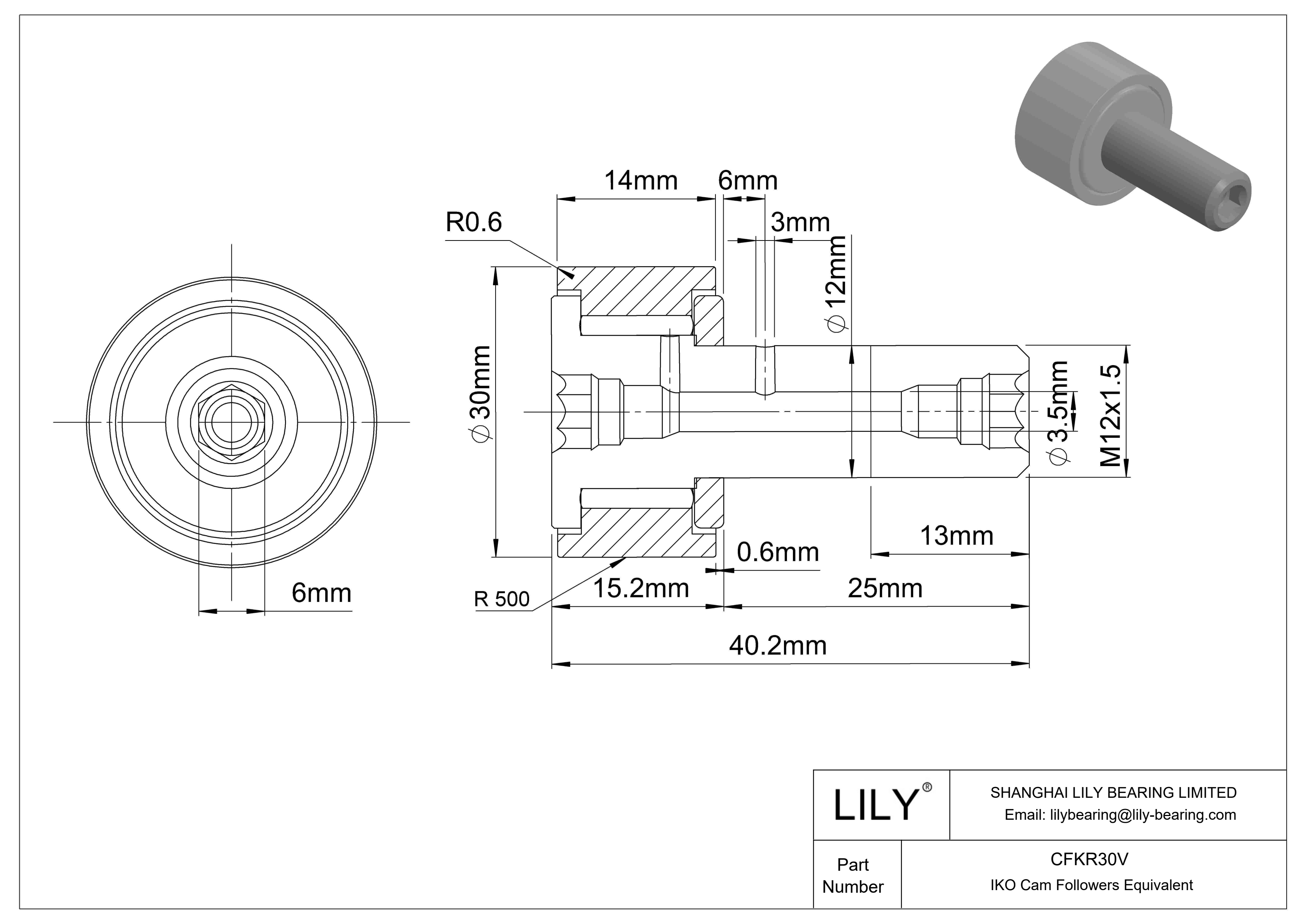 CFKR30V 螺柱凸轮从动件 cad drawing