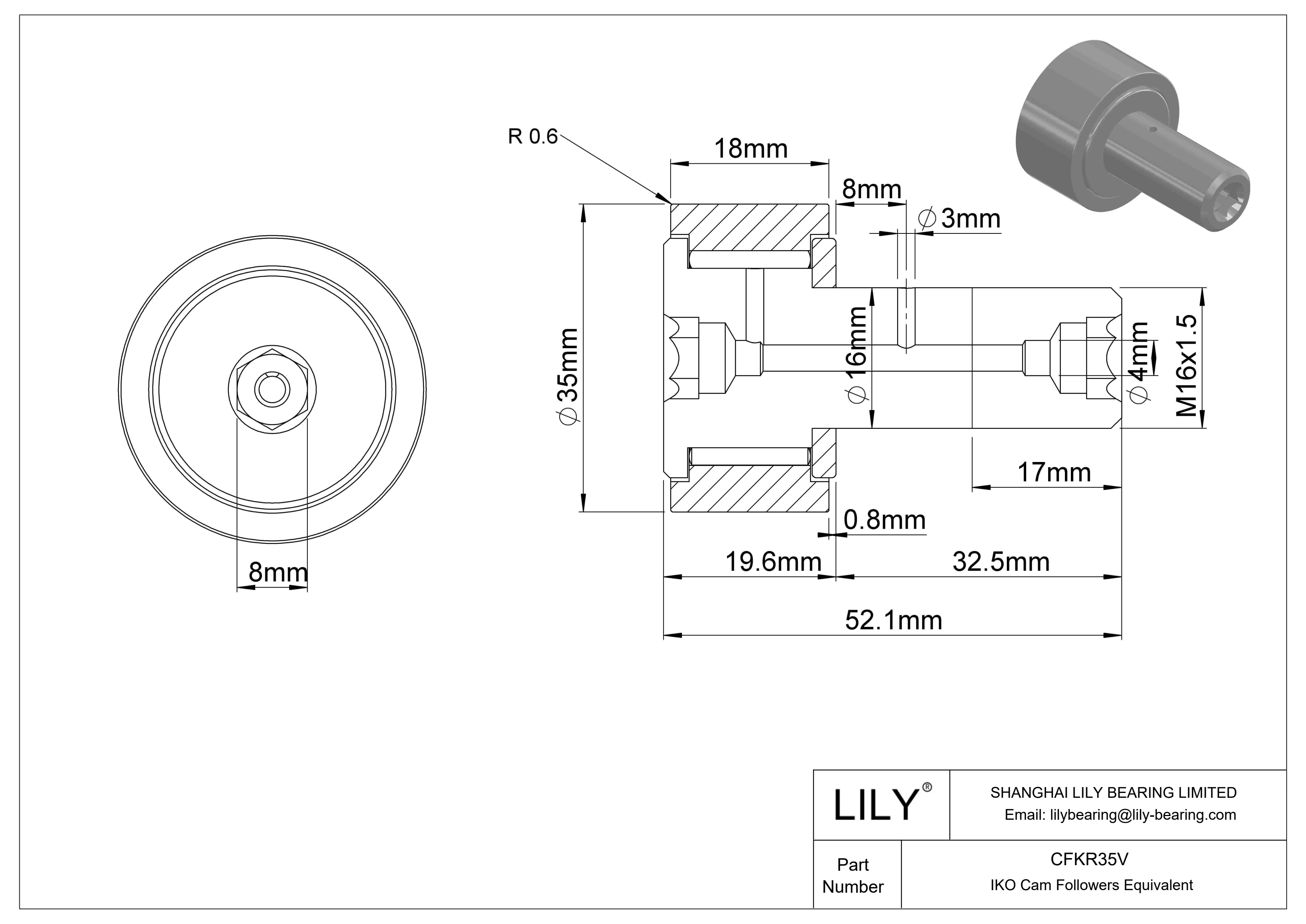 CFKR35V 螺柱凸轮从动件 cad drawing