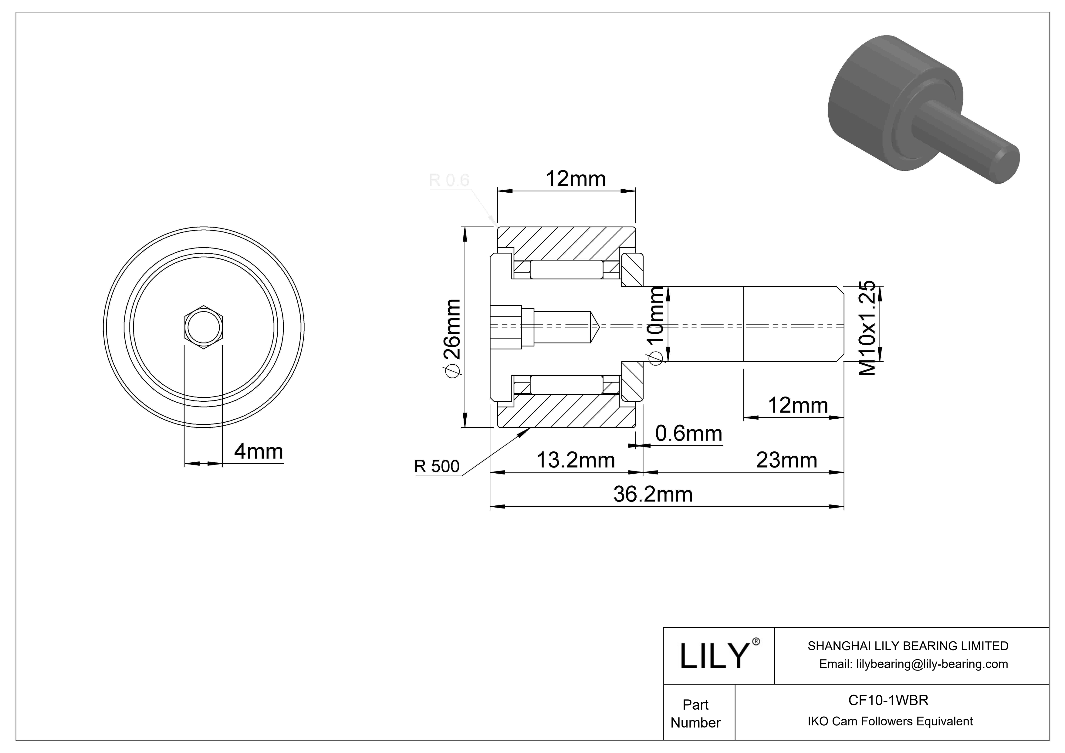 CF10-1WBR 螺柱凸轮从动件 cad drawing