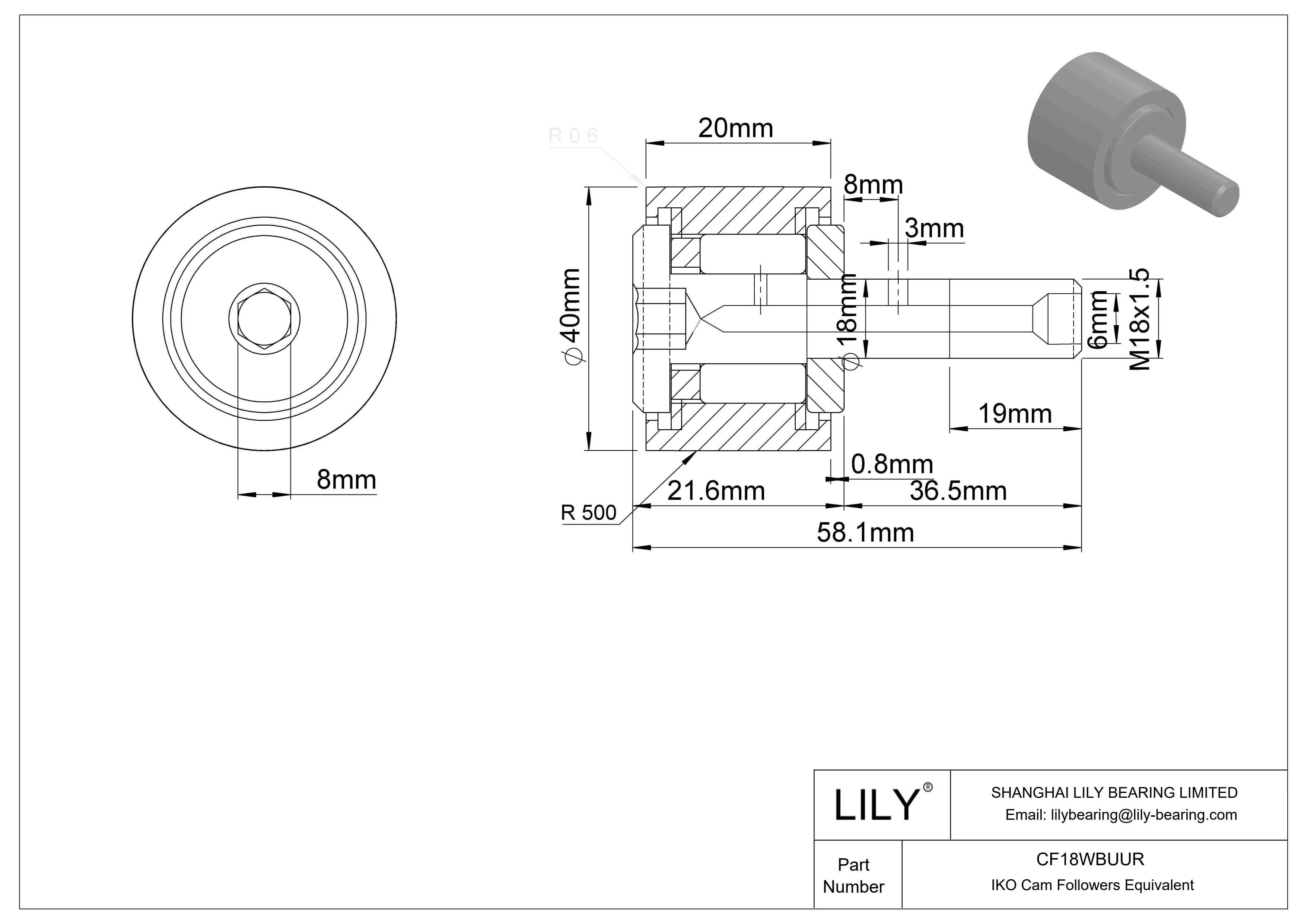 CF18WBUUR Seguidor de leva cad drawing