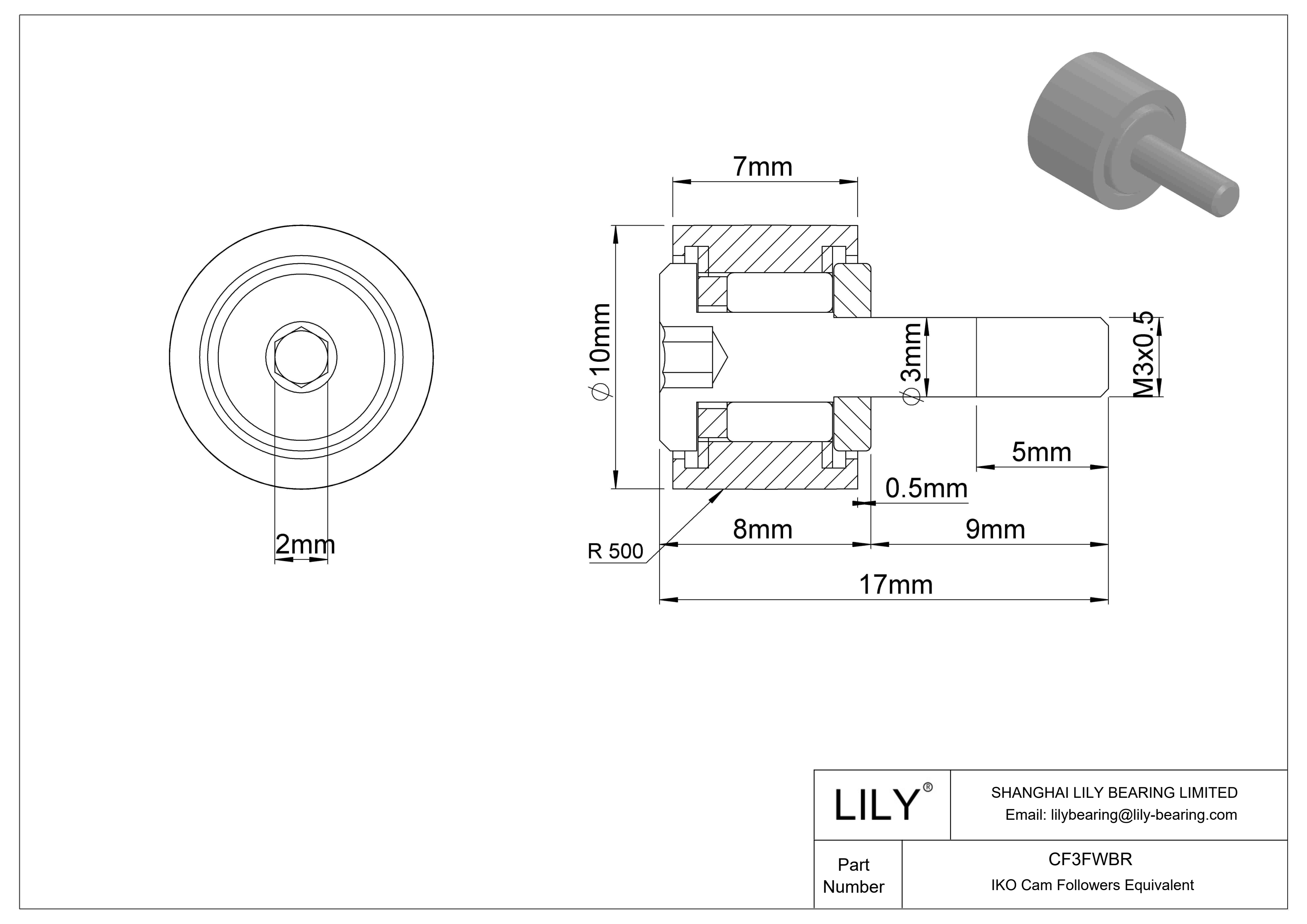 CF3FWBR Seguidor de leva cad drawing