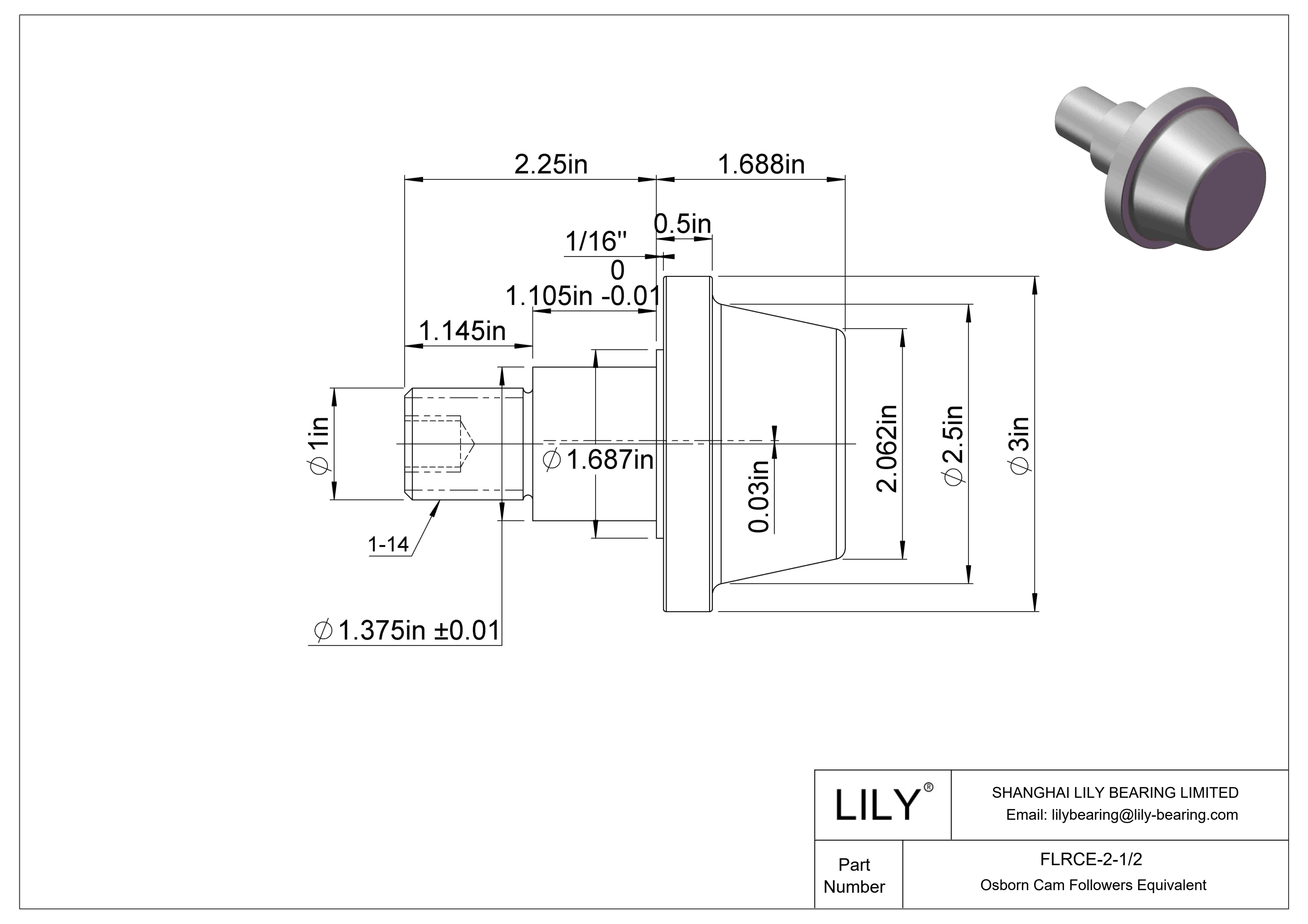 FLRCE-2-1/2 Seguidor de leva con bulón excéntrico cad drawing