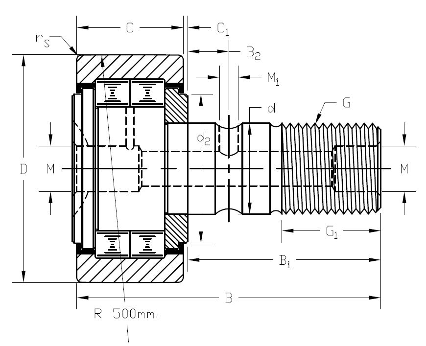 NUKR35 Stud Type Cam Rollers cad drawing