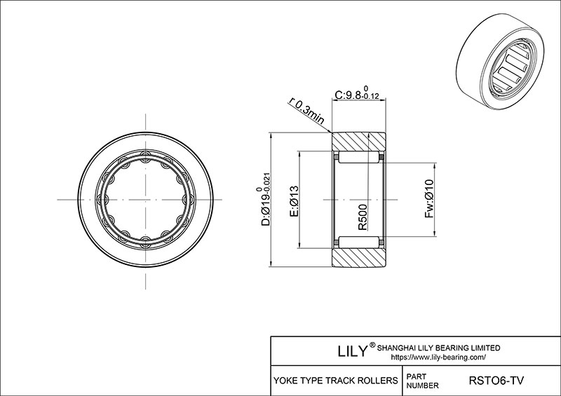RSTO6-TV Yoke Type Track Rollers cad drawing