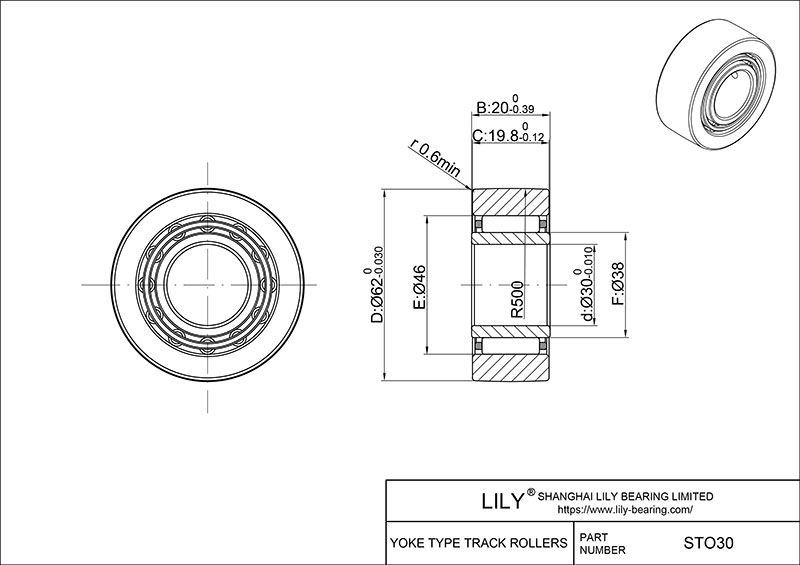 STO30 Yoke Type Track Rollers cad drawing