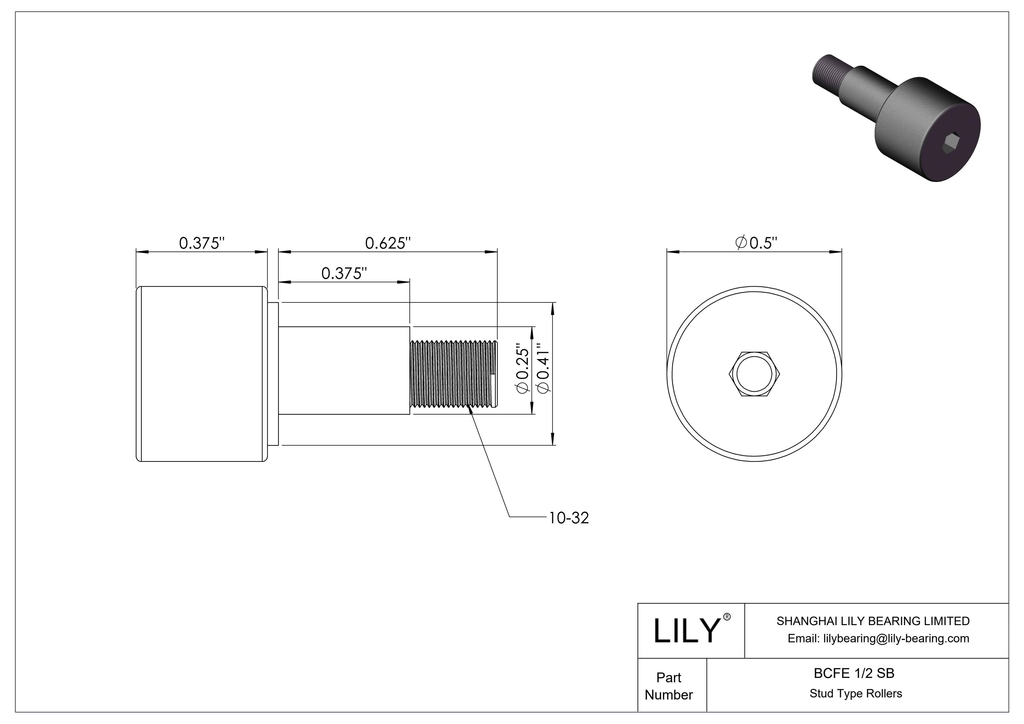 BCFE 1/2 SB Seguidor de leva con bulón excéntrico cad drawing