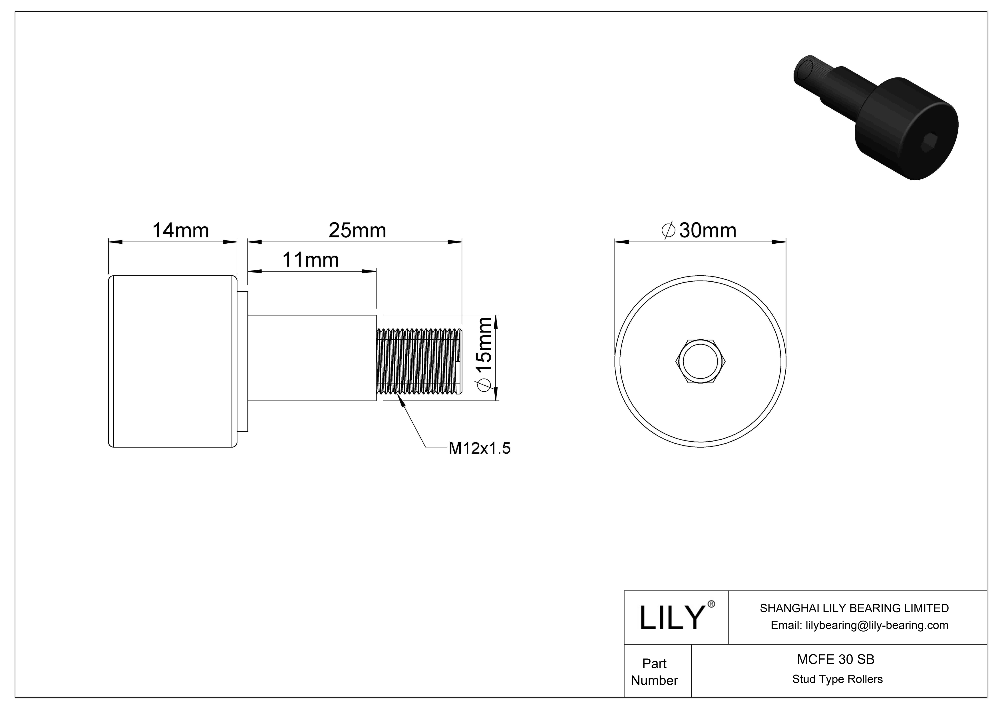 MCFE 30 SB 偏心螺柱凸轮从动件 cad drawing