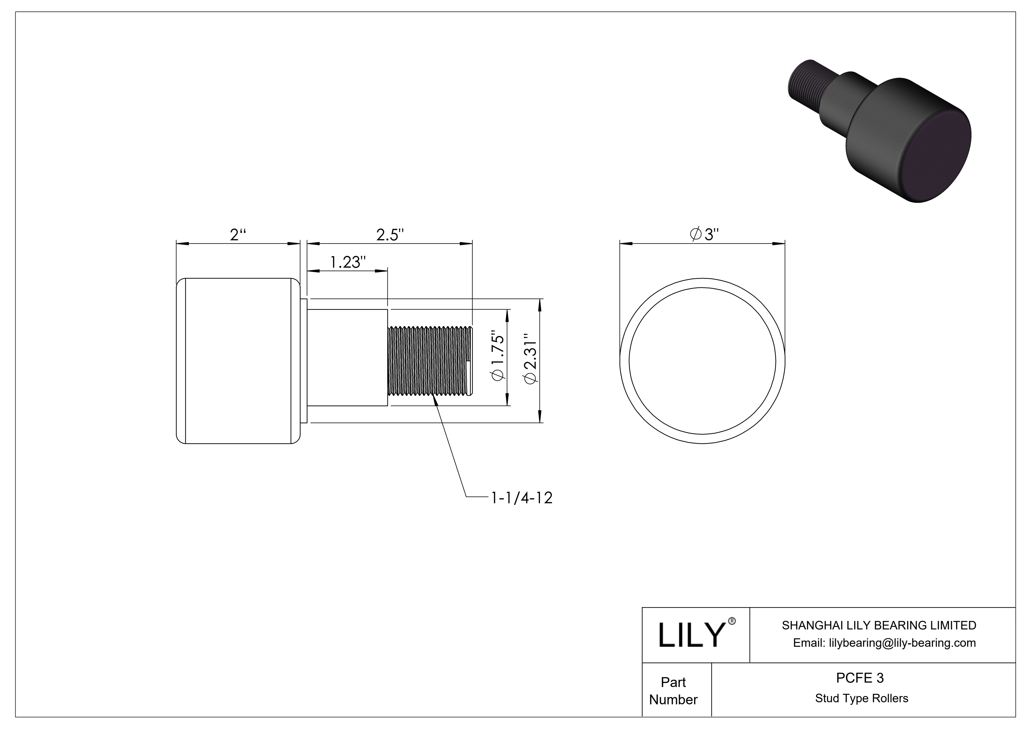 PCFE 3 Seguidor de leva con bulón excéntrico cad drawing