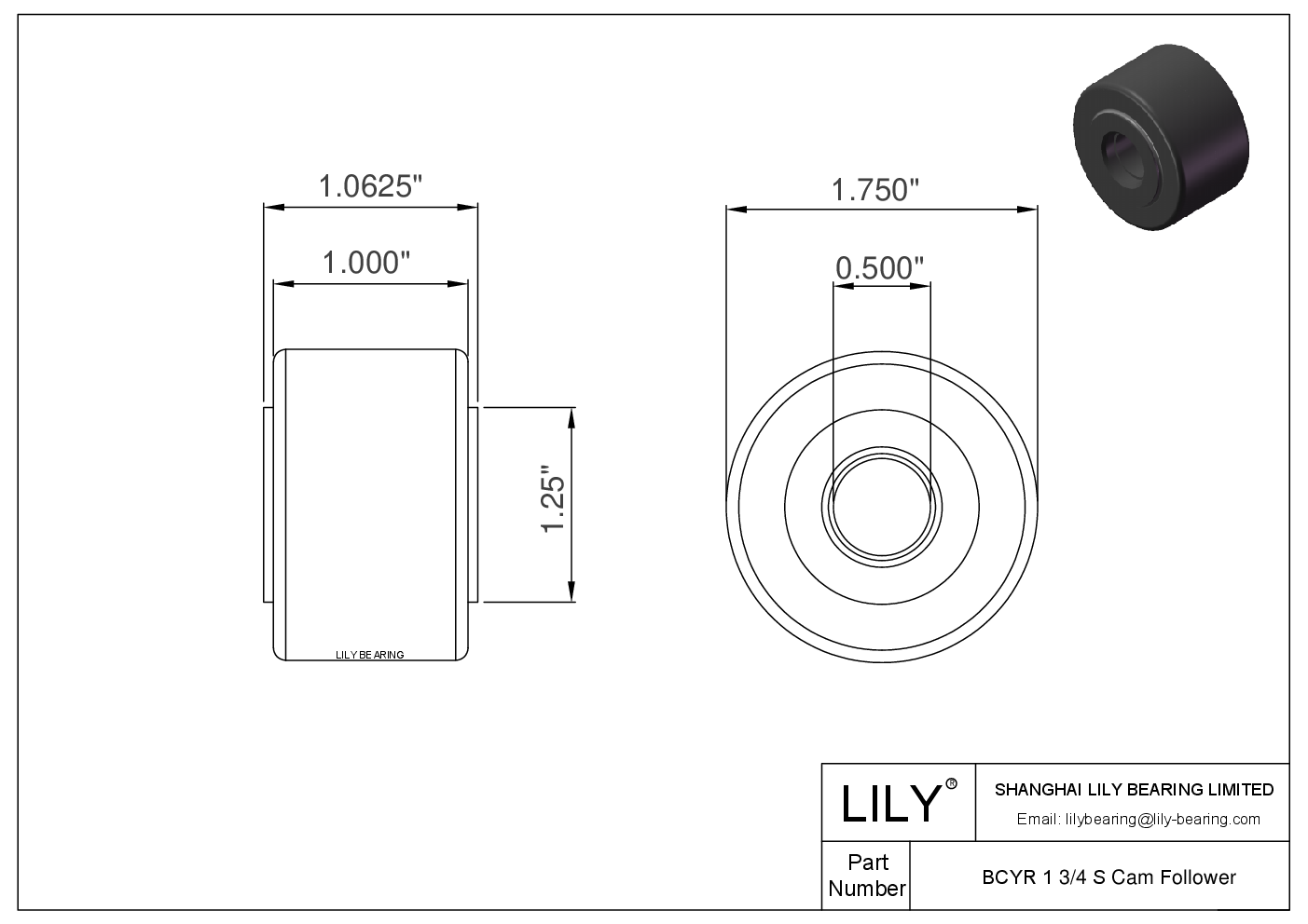 BCYR 1 3/4 S Yoke Type Rollers cad drawing