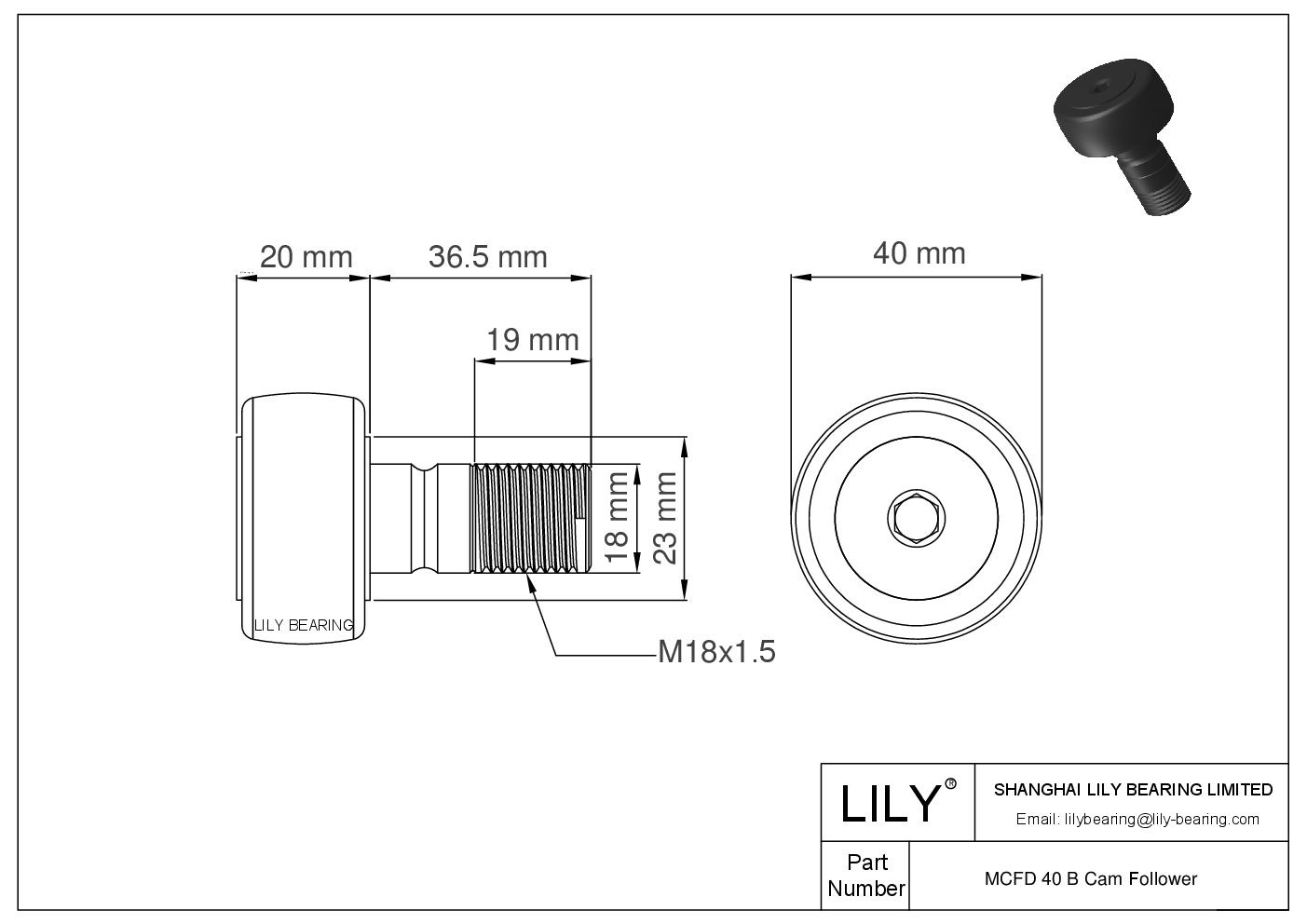 MCFD 40 B Seguidor de leva cad drawing