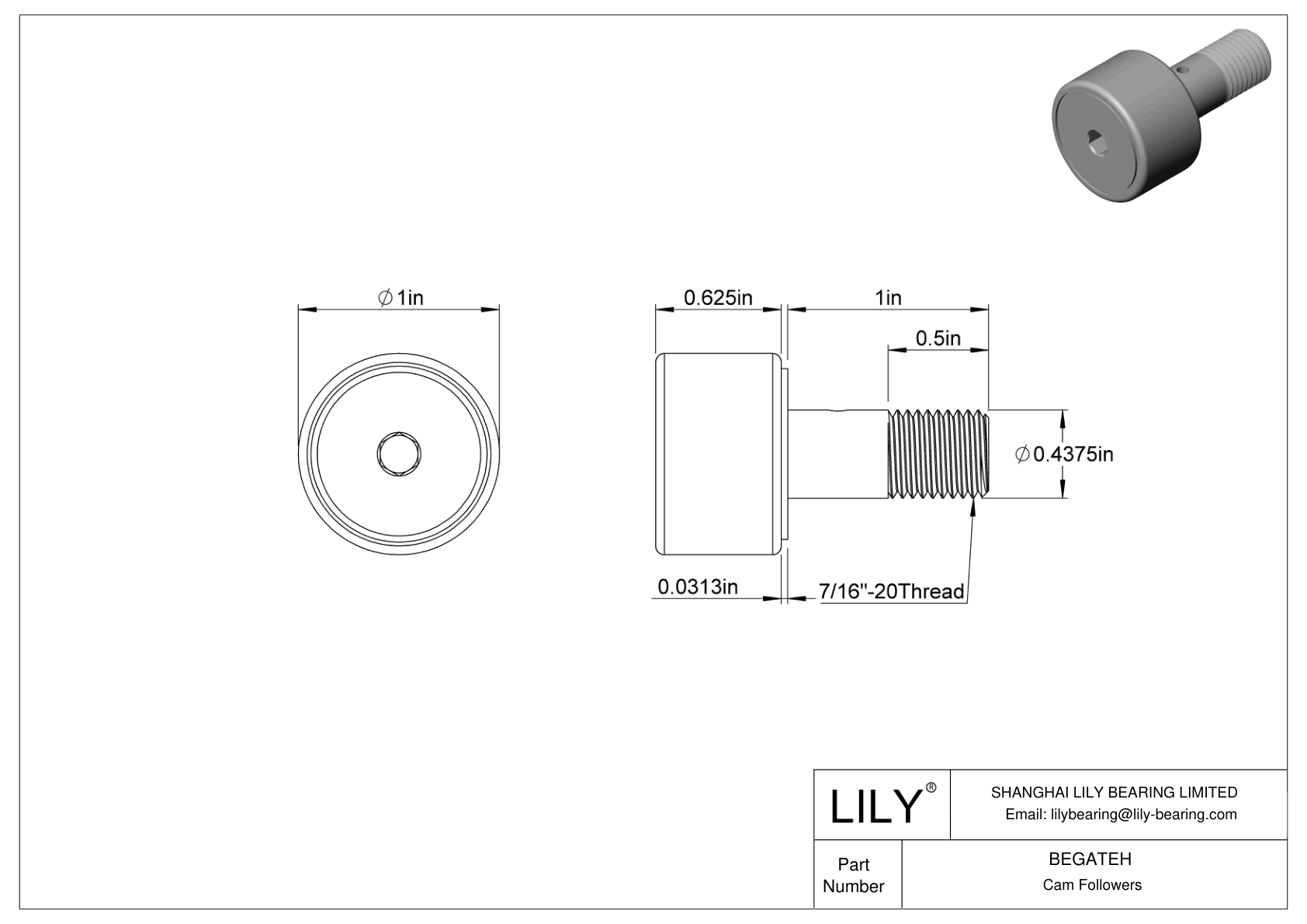 BEGATEH 螺柱凸轮从动件 cad drawing