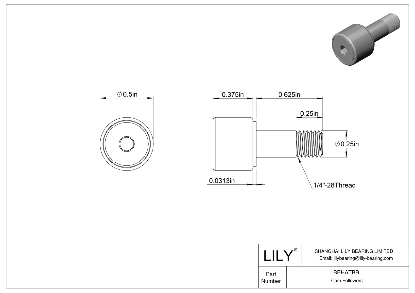 BEHATBB 螺柱凸轮从动件 cad drawing