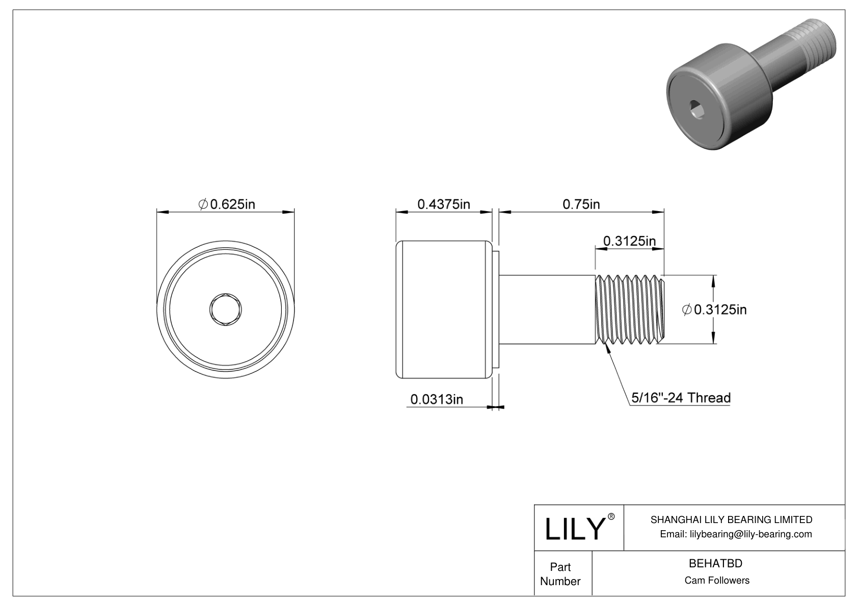 BEHATBD Threaded Track Rollers cad drawing
