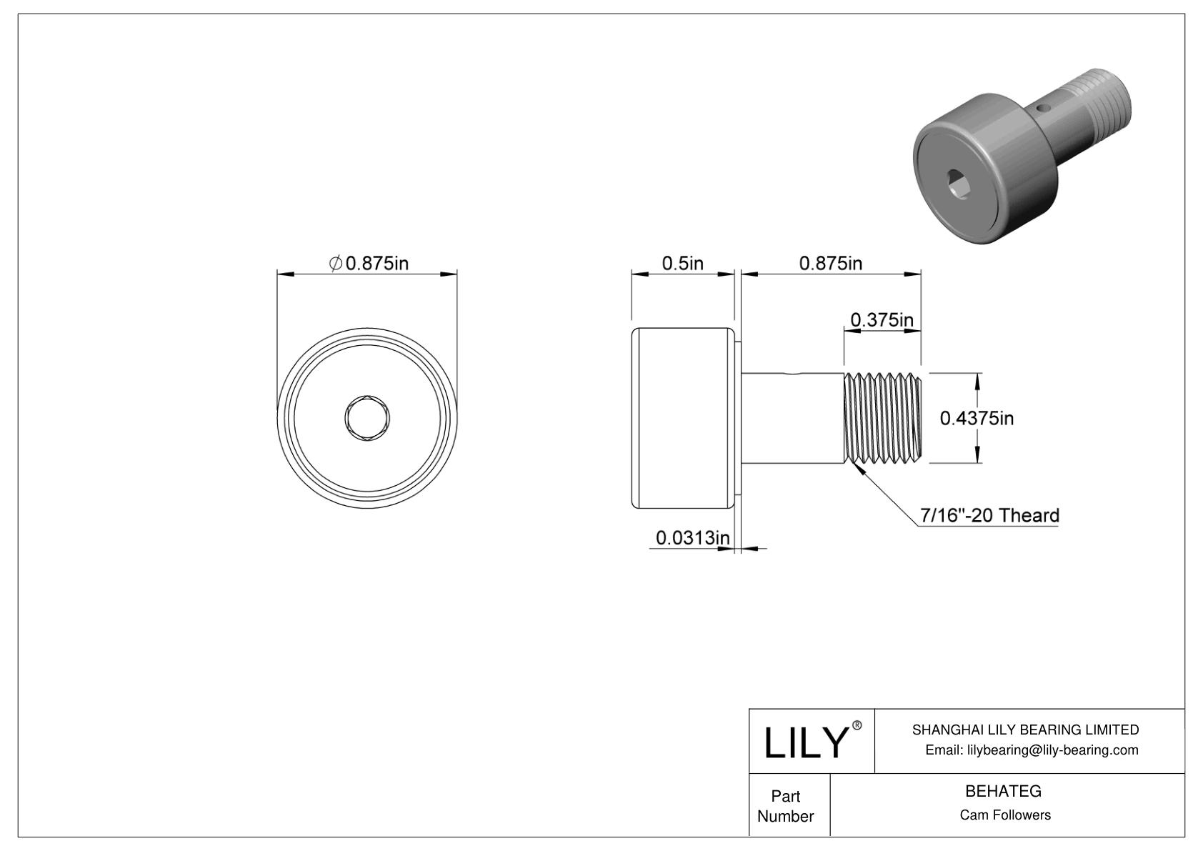 BEHATEG Threaded Track Rollers cad drawing