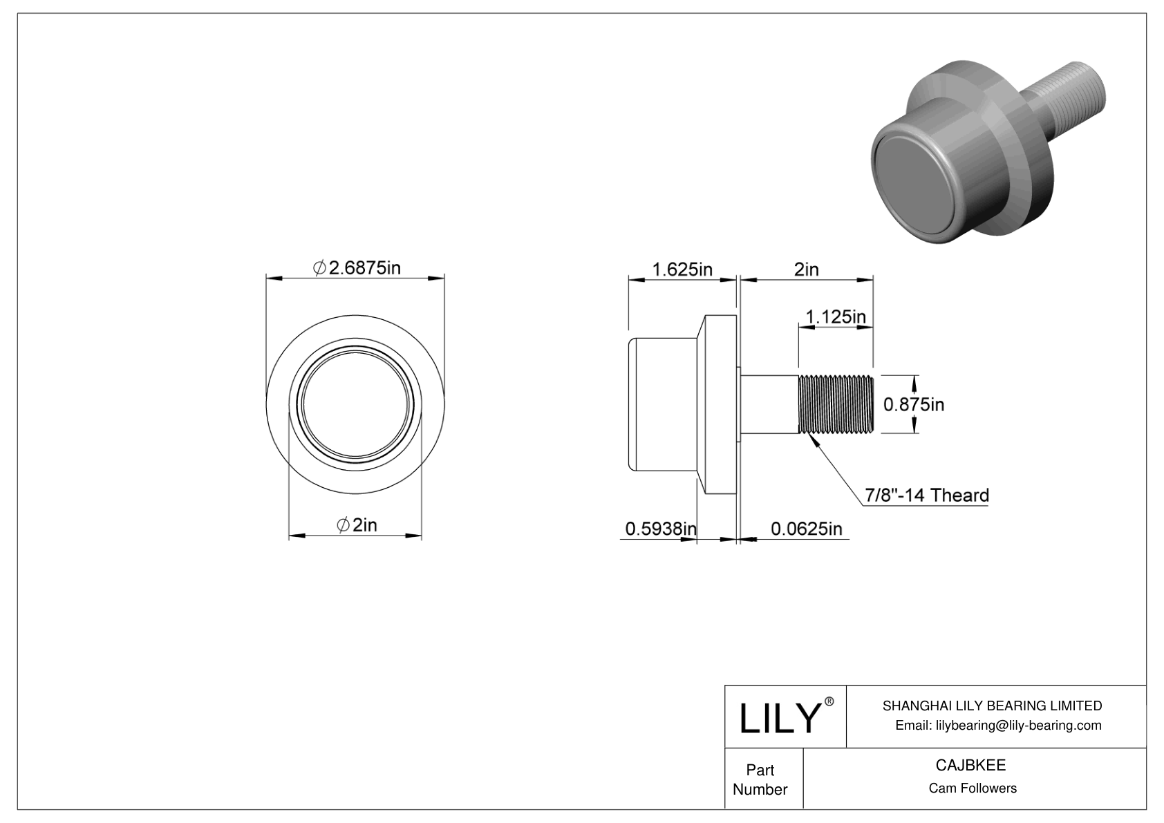 CAJBKEE 螺柱凸轮从动件 cad drawing