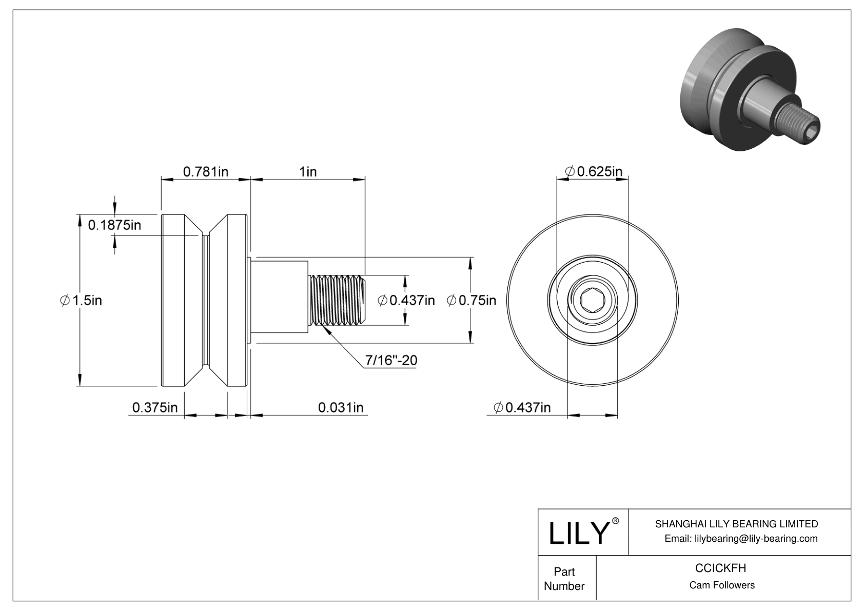 CCICKFH 偏心螺柱凸轮从动件 cad drawing