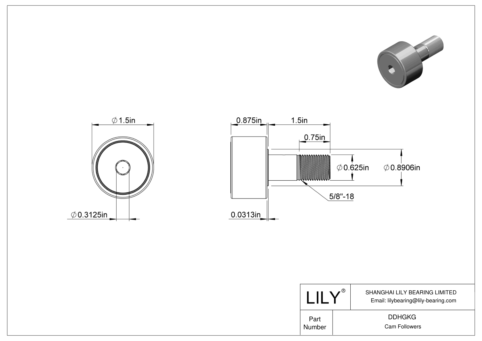 DDHGKG Corrosion-Resistant Threaded Track Rollers cad drawing