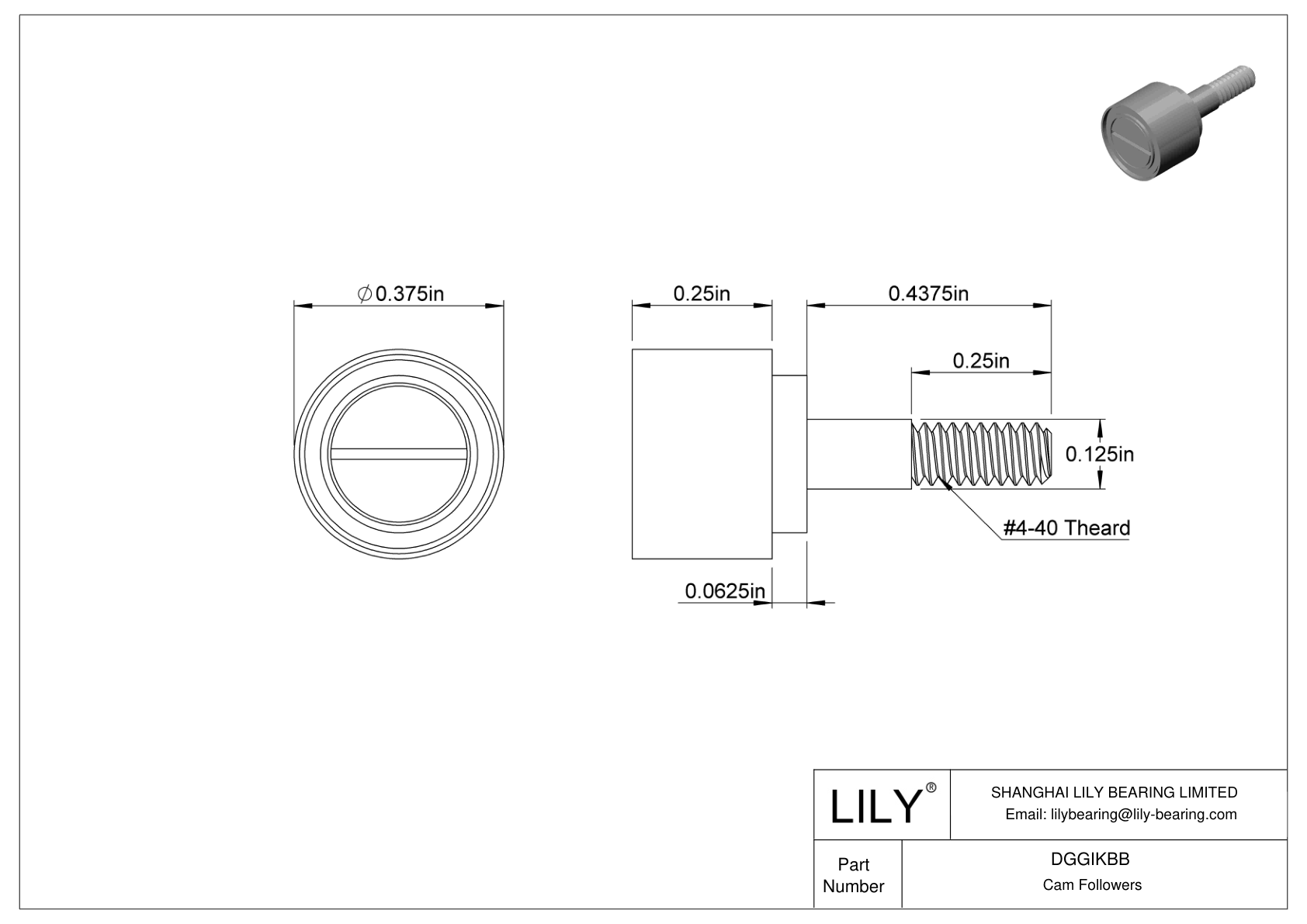 DGGIKBB Thrust-Load-Rated Corrosion-Resistant Threaded Track Rollers cad drawing