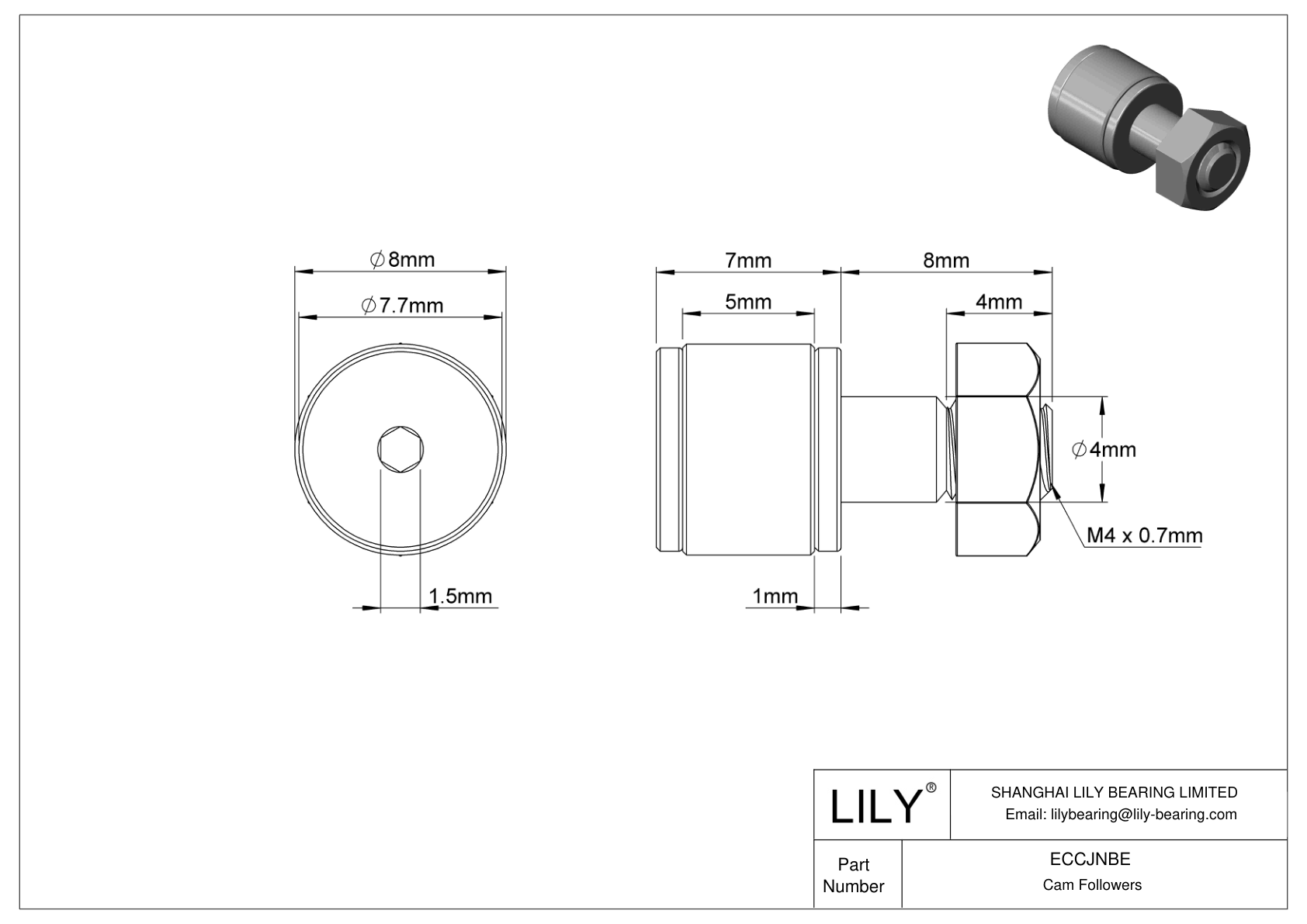 ECCJNBE 螺柱凸轮从动件 cad drawing