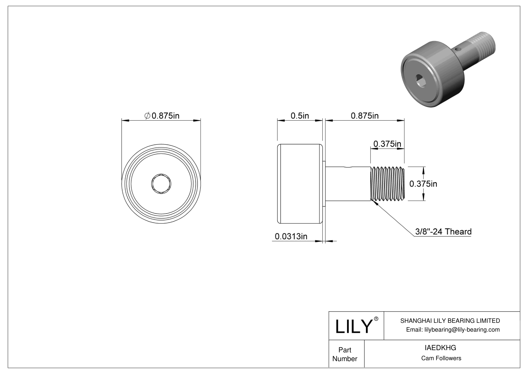 IAEDKHG Corrosion-Resistant Threaded Track Rollers cad drawing