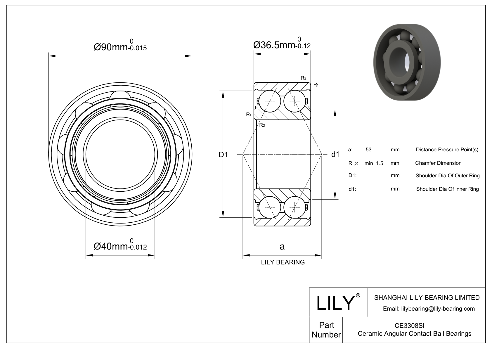 CE3308SI 氮化硅双列角接触件 cad drawing