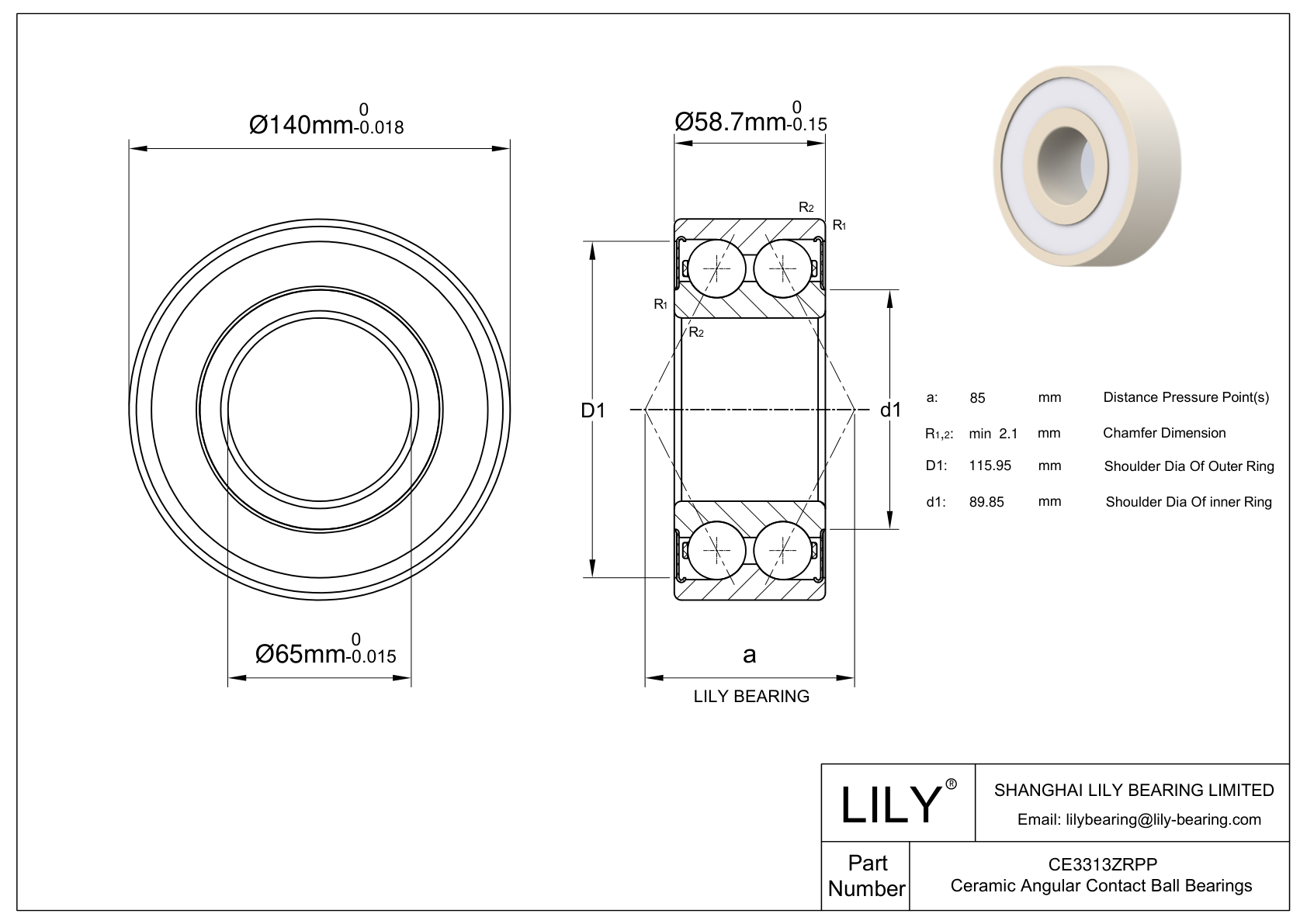 CE3313ZRPP Zirconia-Doble fila Contacto angular cad drawing