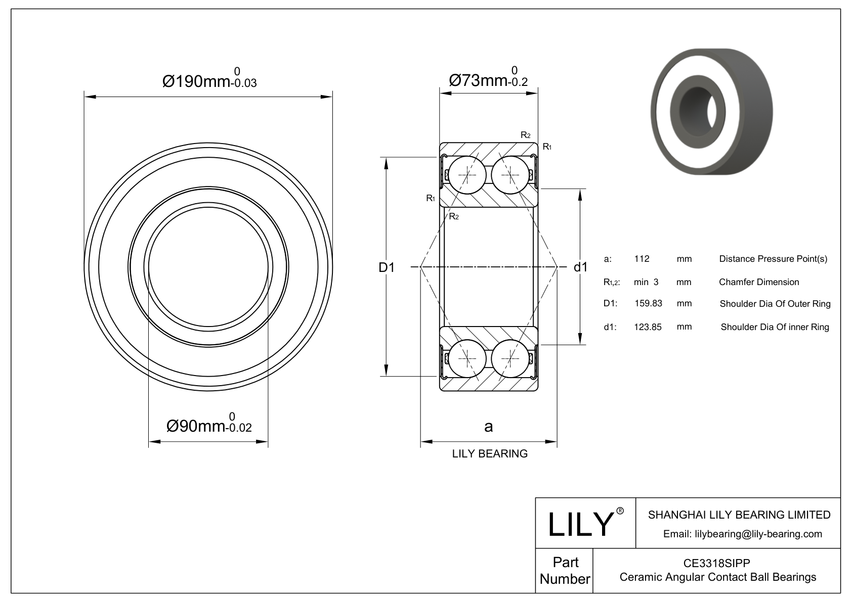 CE3318SIPP 氮化硅双列角接触件 cad drawing