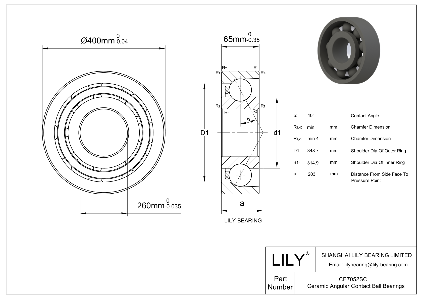 CE7052SC Silicon Carbide-Single Row Angular Contact cad drawing