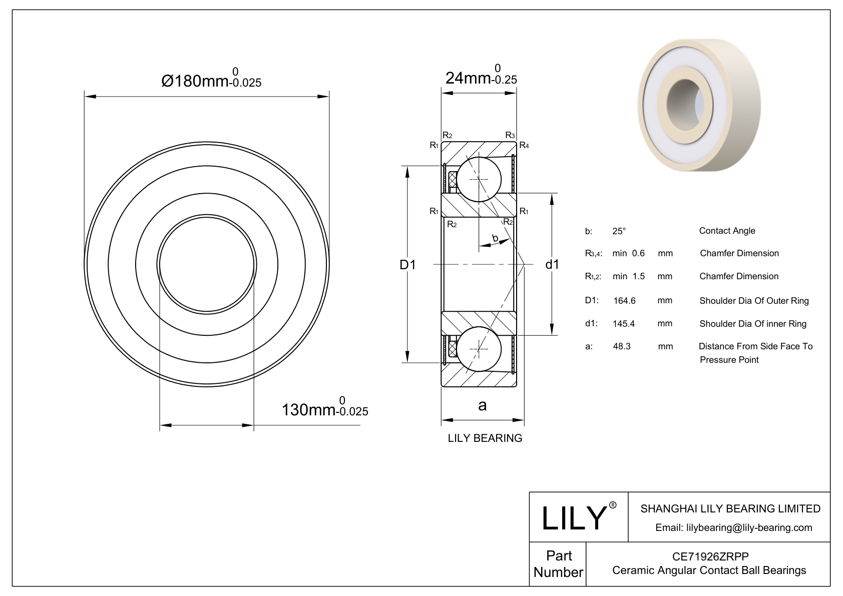 CE71926ZRPP Zirconia-Contacto angular de una fila cad drawing