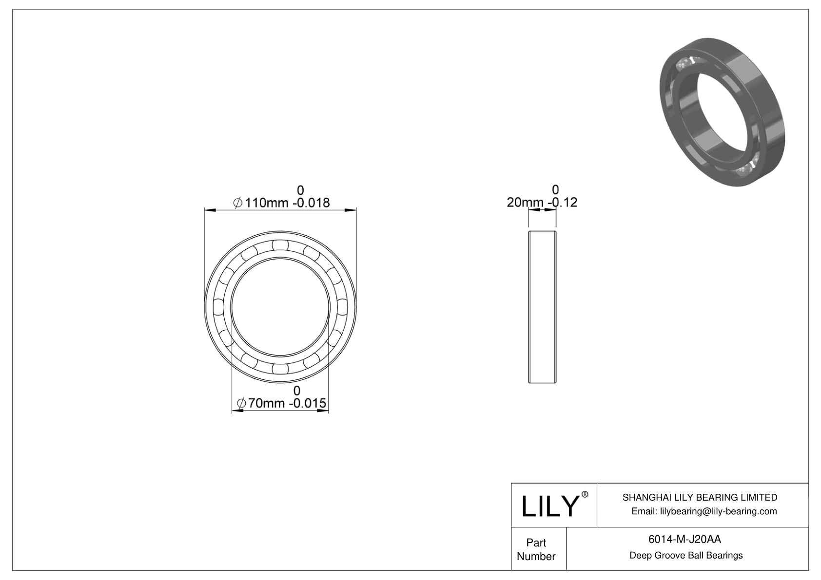 6014-M-J20AA Ceramic Coated Bearing cad drawing