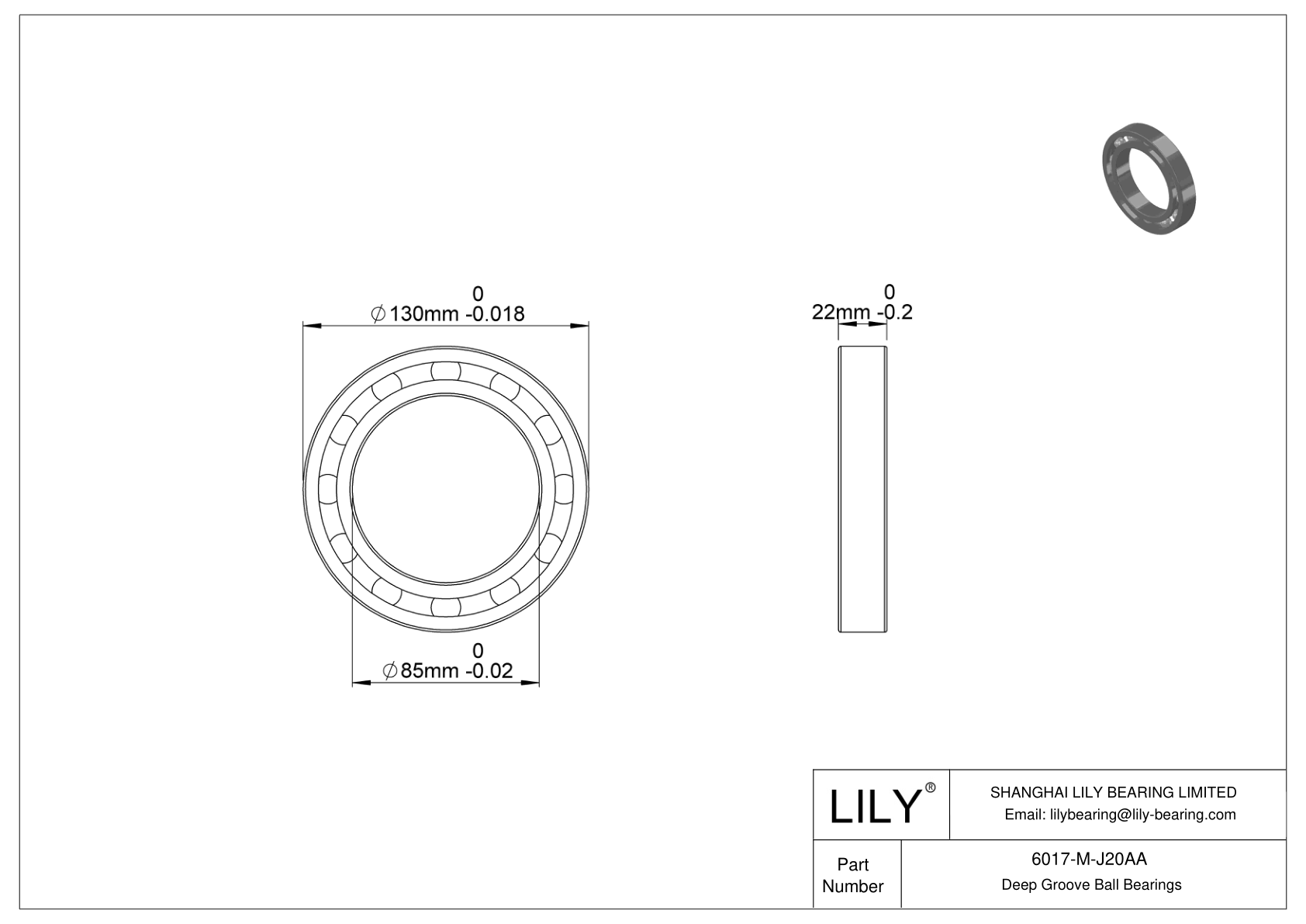 6017-M-J20AA Ceramic Coated Bearing cad drawing