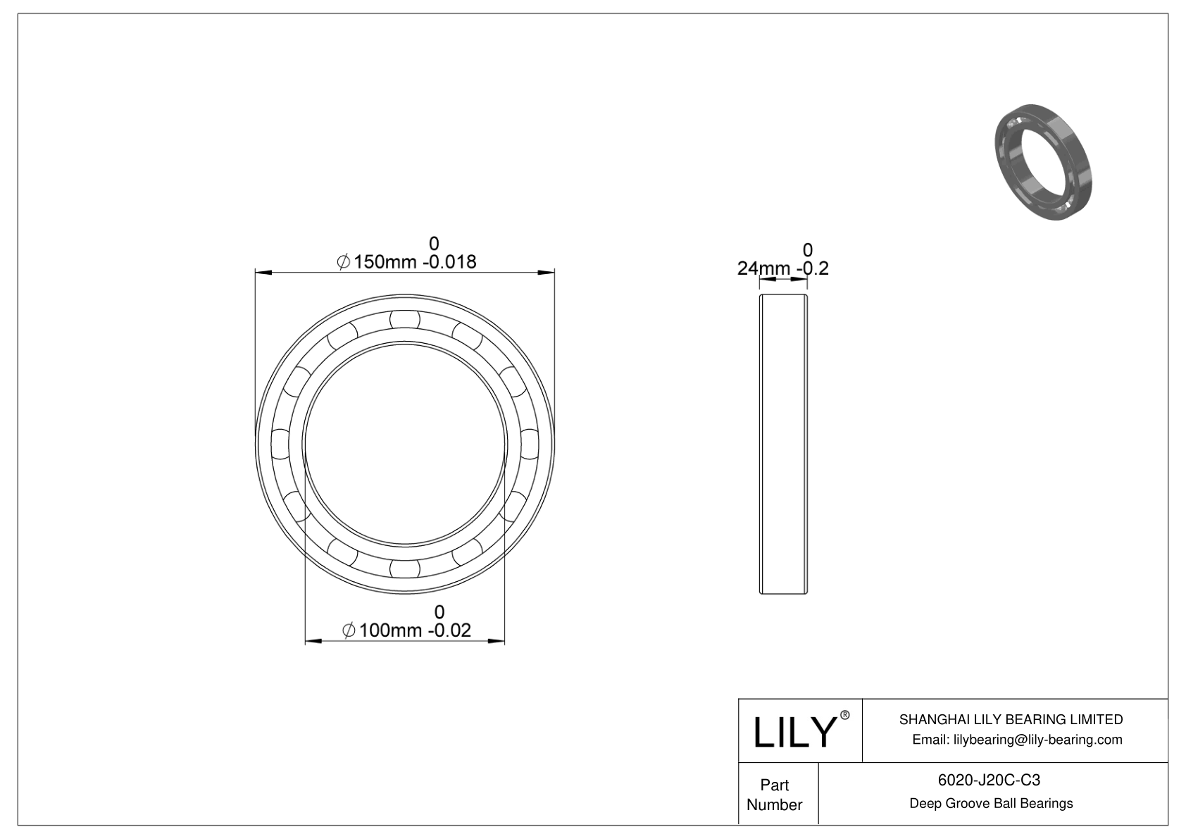 6020-J20C-C3 陶瓷涂层轴承 cad drawing