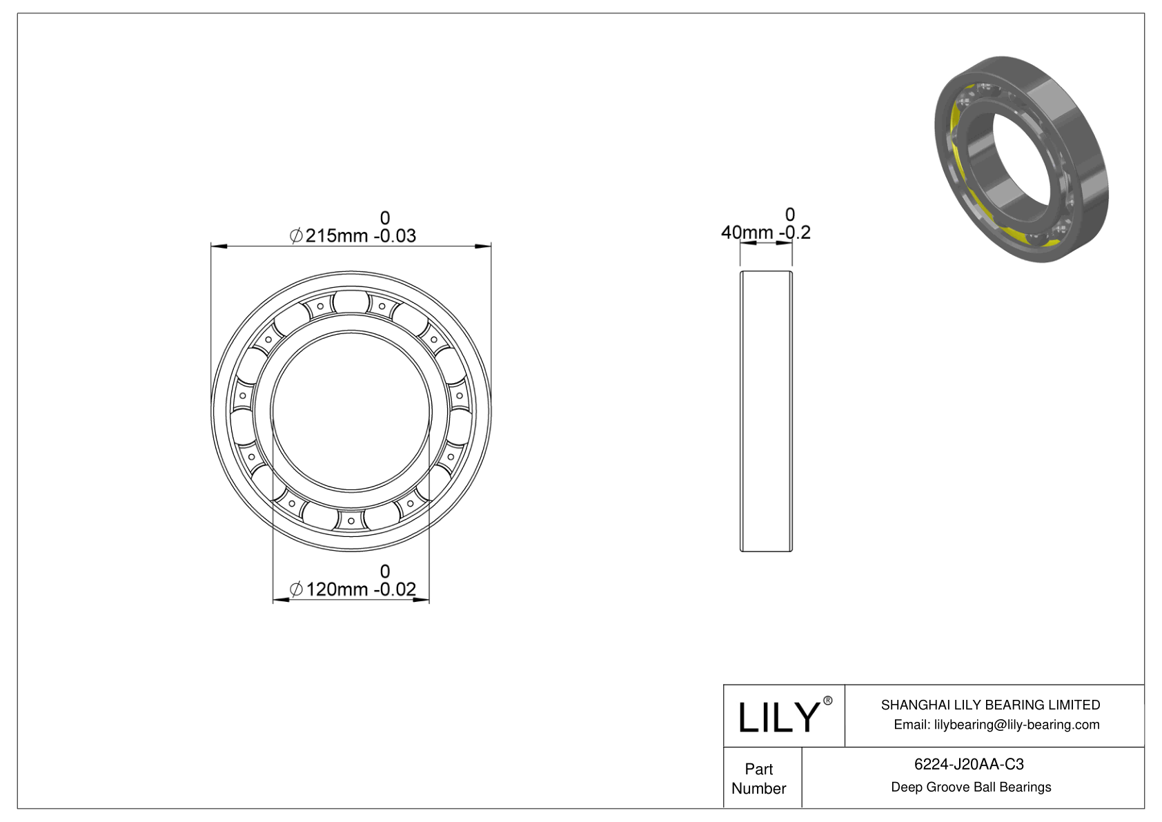 6224-J20AA-C3 Ceramic Coated Bearing cad drawing