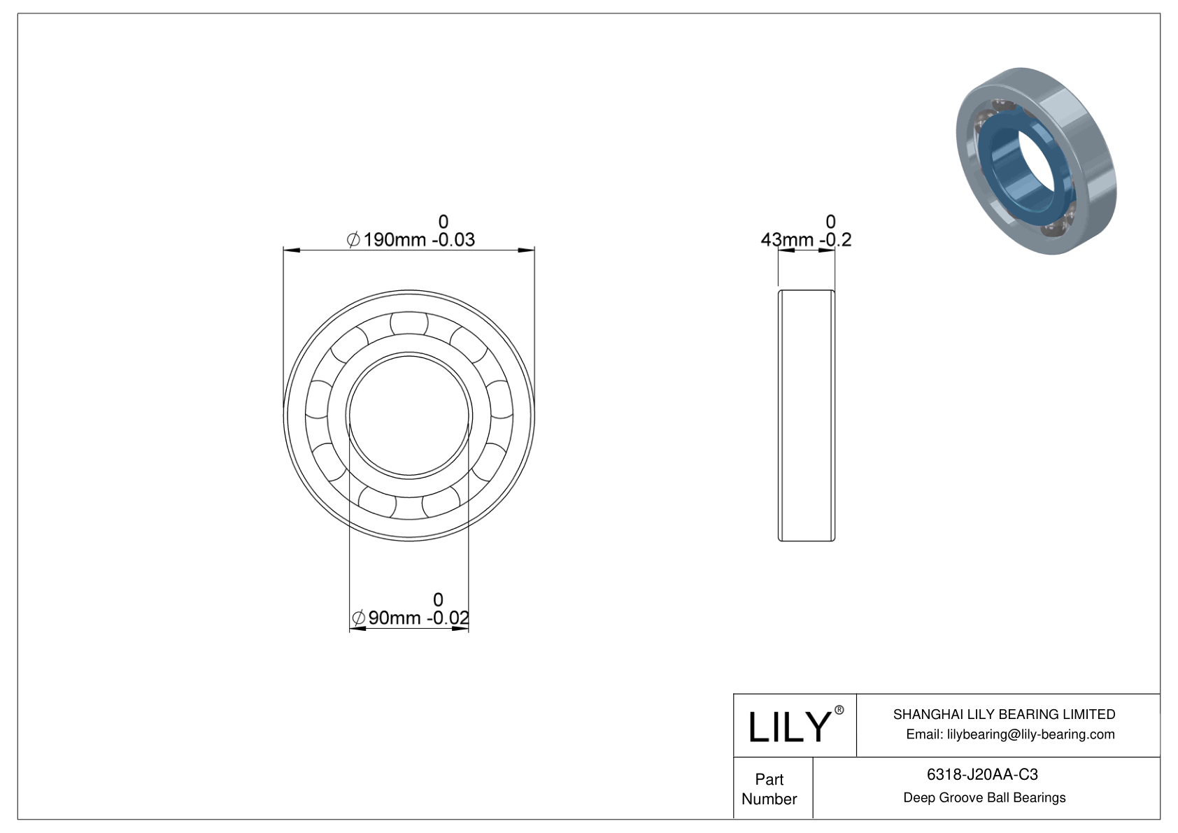 6318-J20AA-C3 Rodamientos rígidos de bolas con recubrimiento cerámico cad drawing