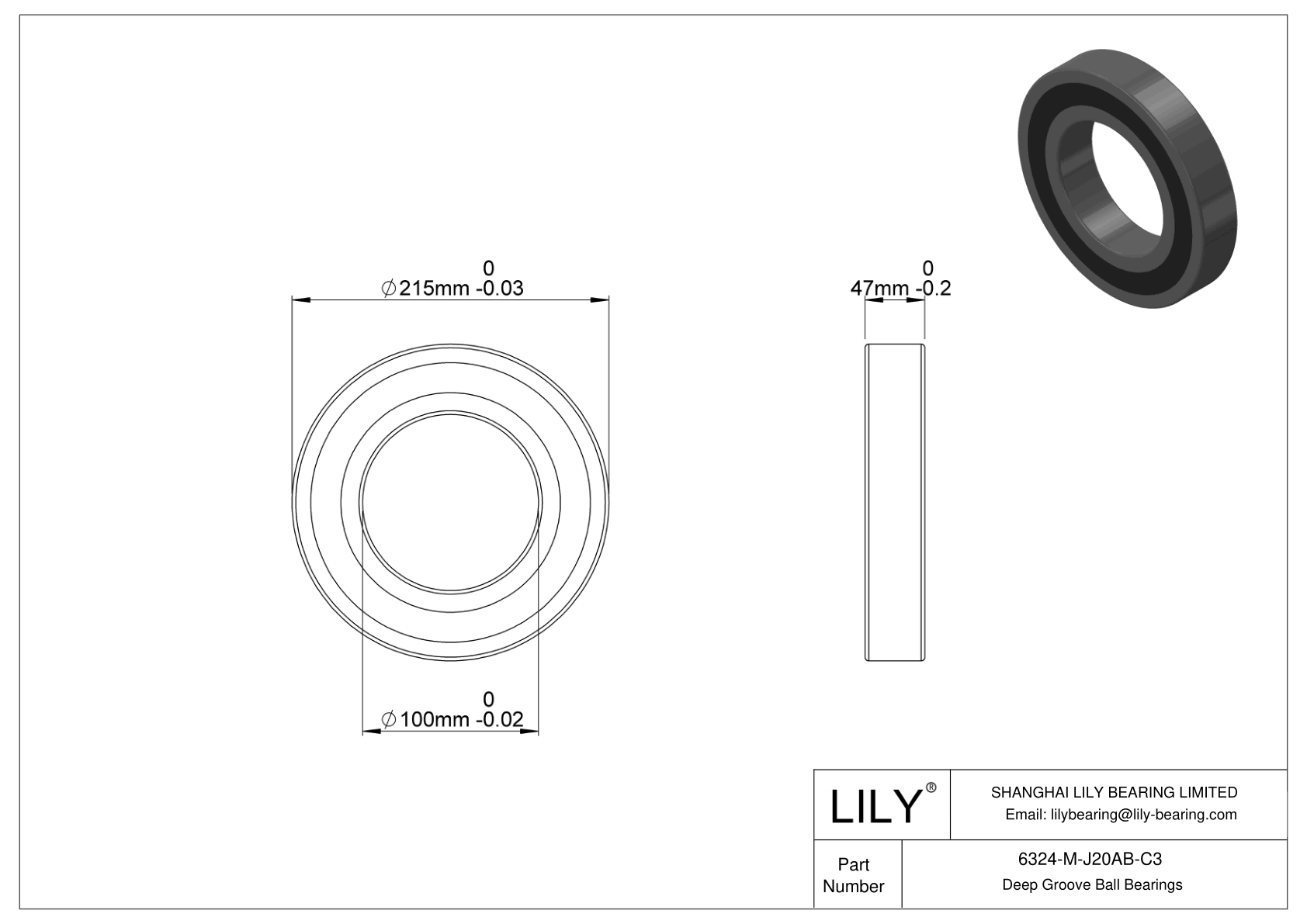 6324-M-J20AB-C3 Ceramic Coated Bearing cad drawing