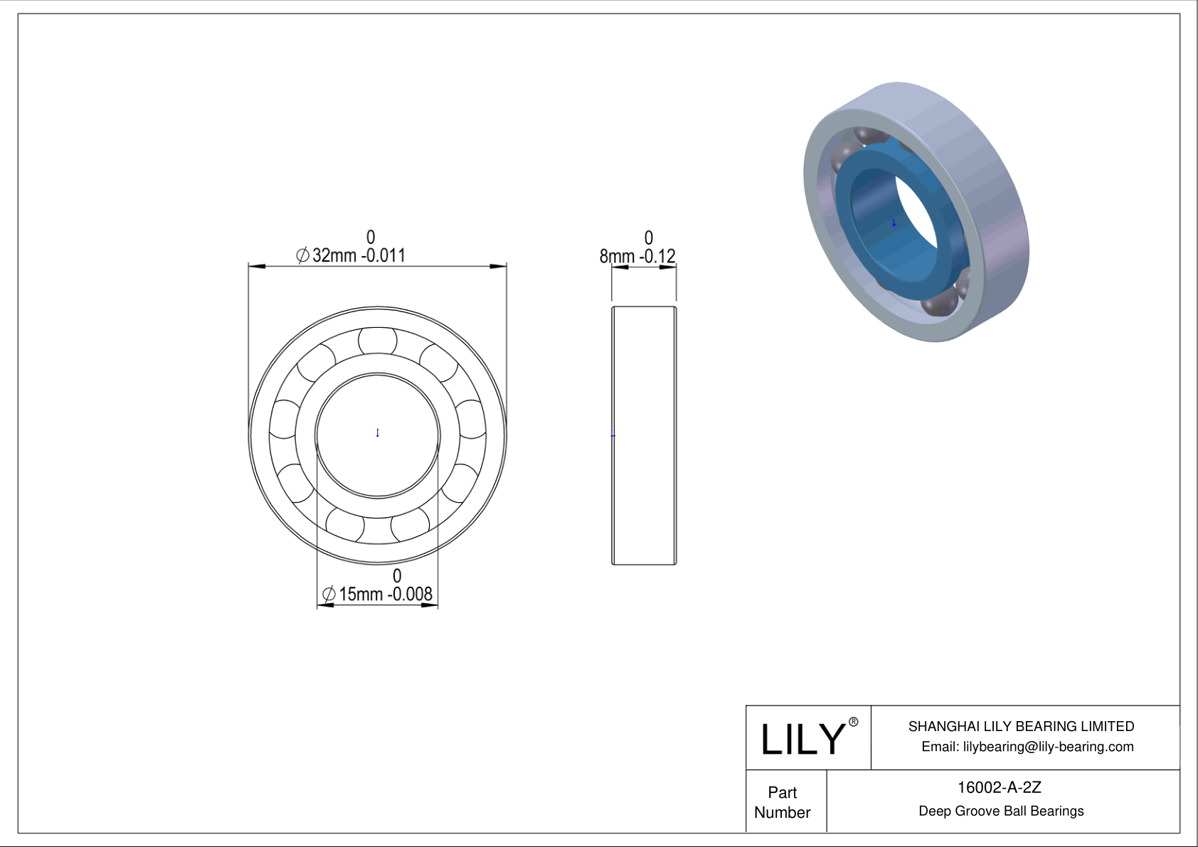 16002-A-2Z 通用深沟球轴承 cad drawing