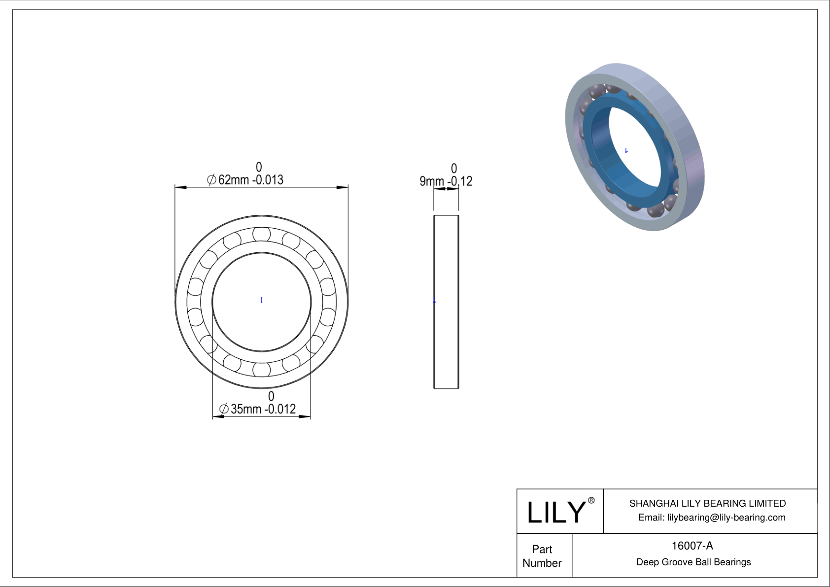 16007-A 通用深沟球轴承 cad drawing