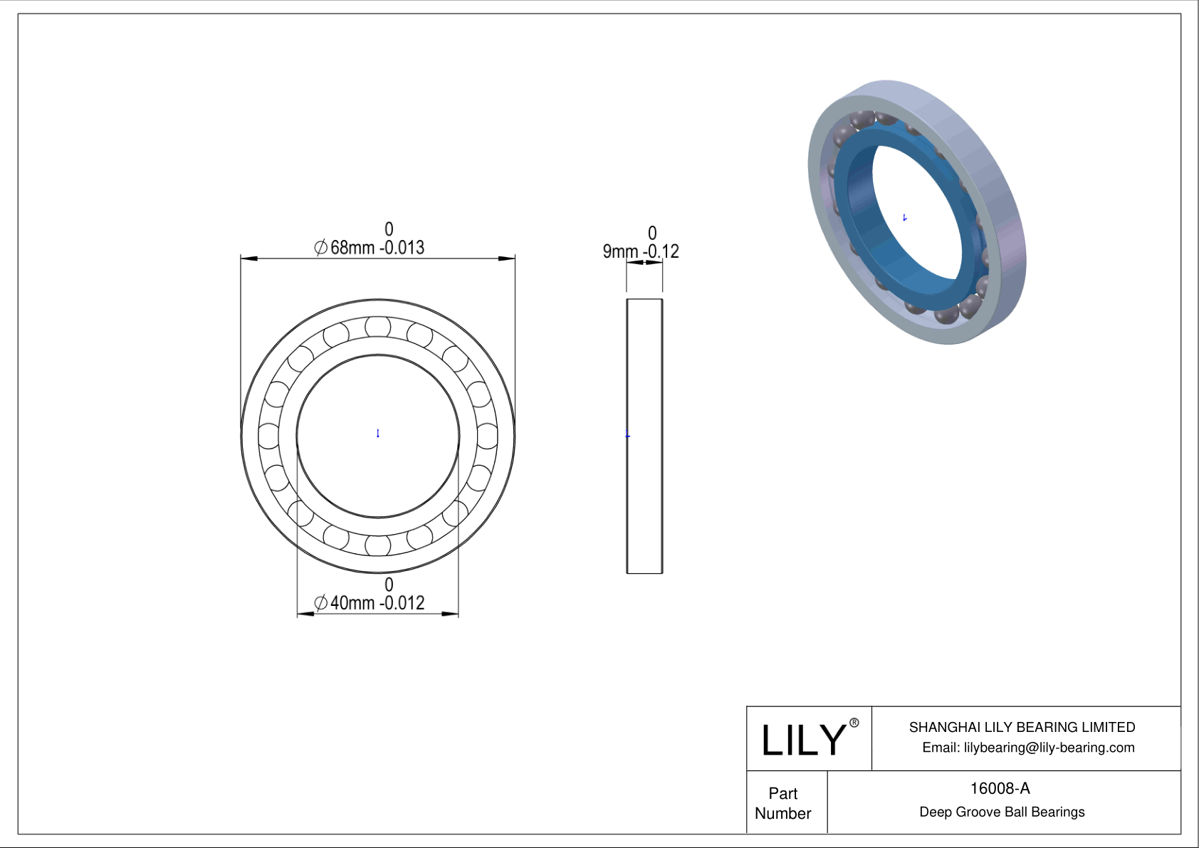 16008-A 通用深沟球轴承 cad drawing