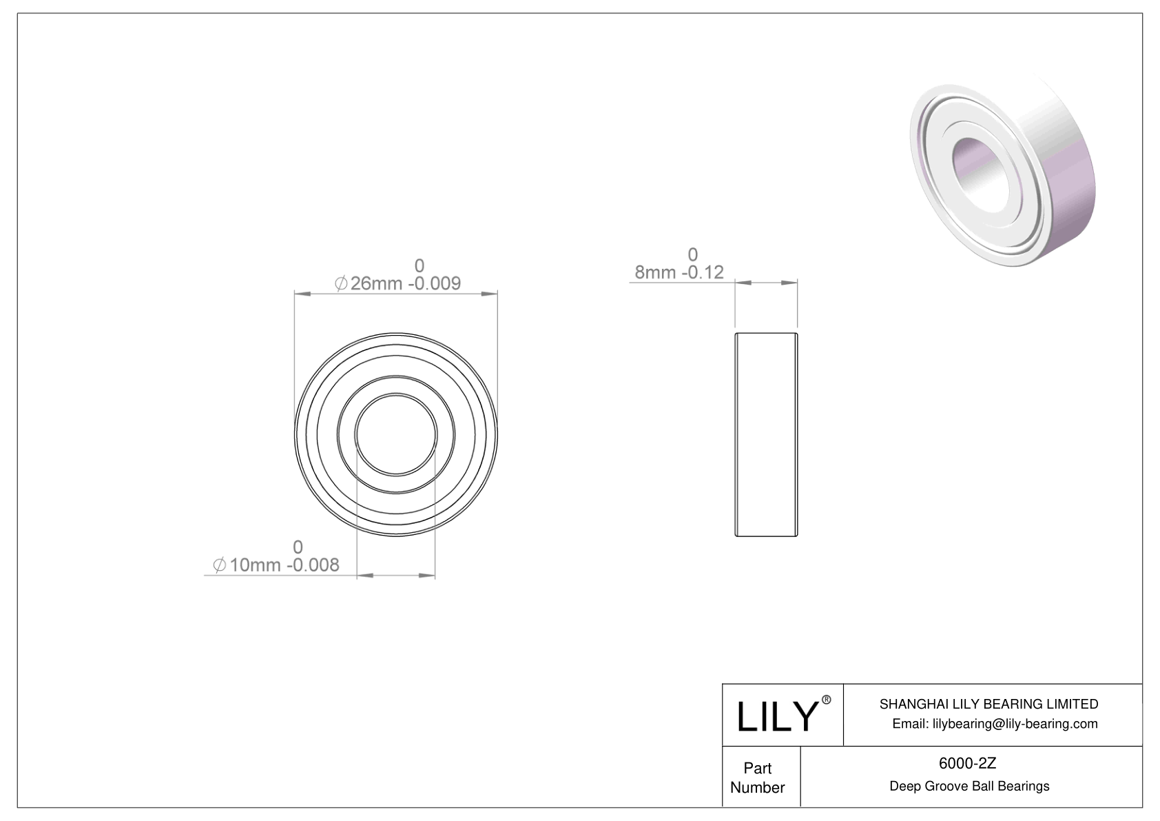 6000-2Z 通用深沟球轴承 cad drawing