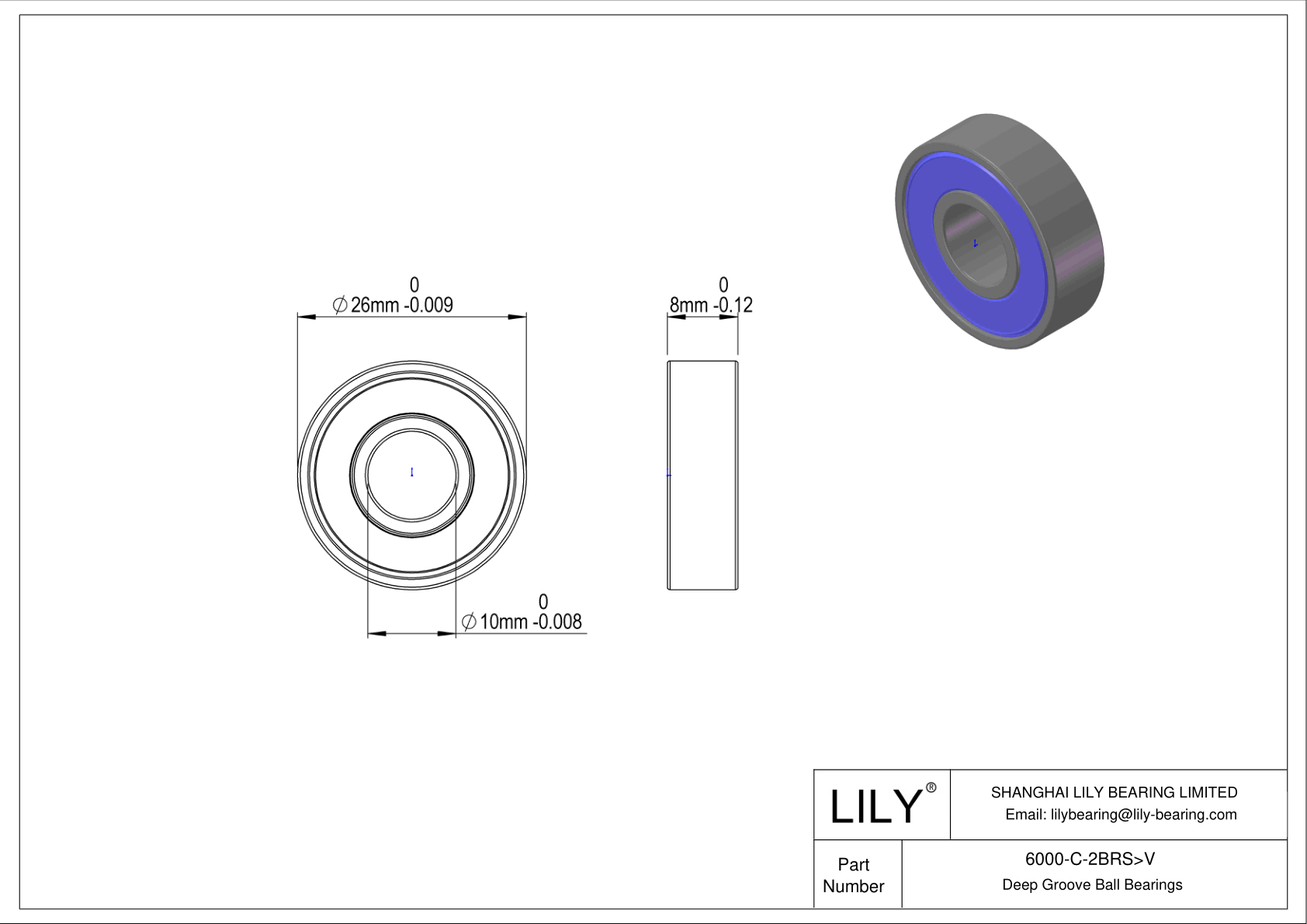 6000-C-2BRS>V Rodamiento general de bolas de ranura profunda cad drawing