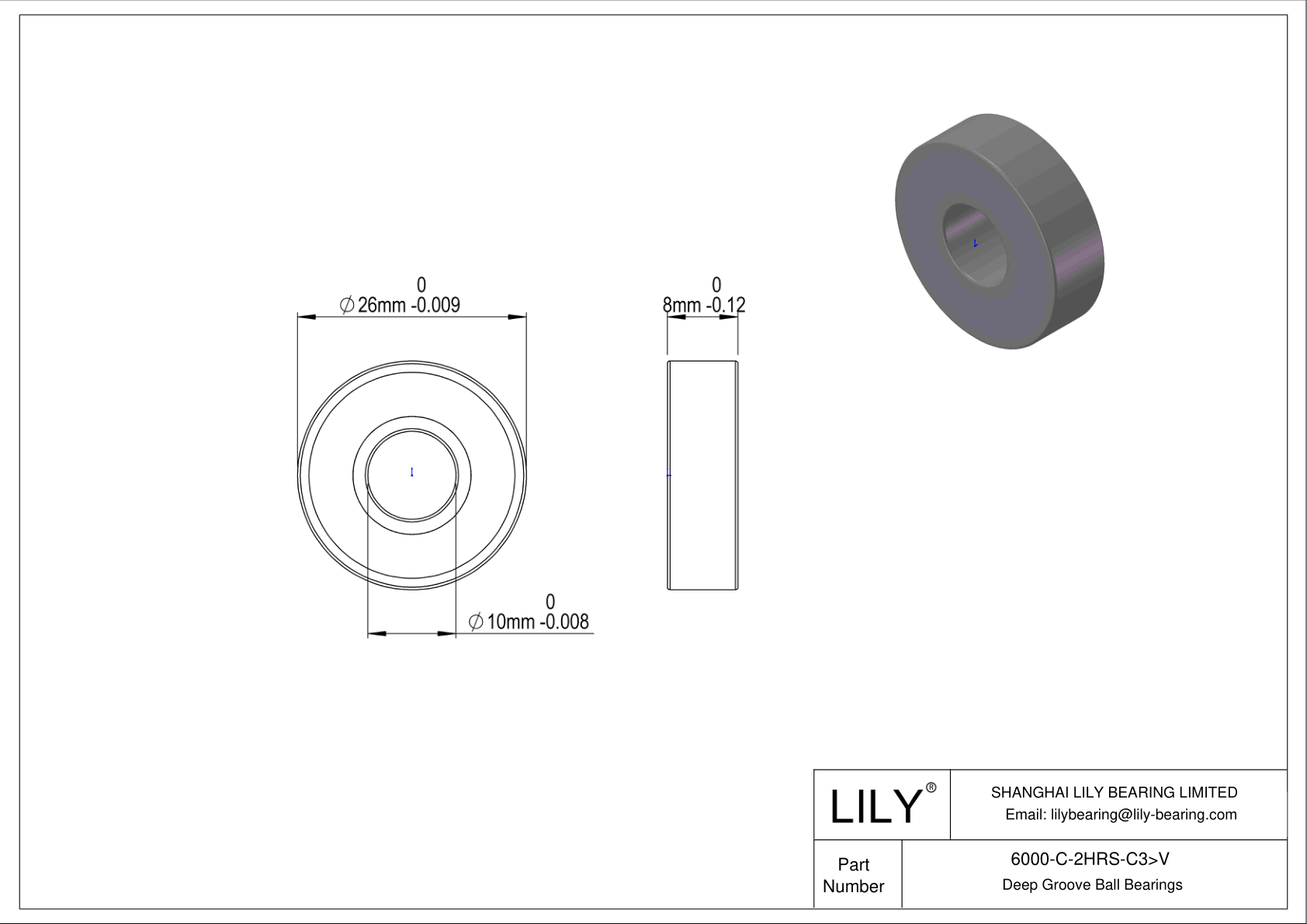 6000-C-2HRS-C3>V 通用深沟球轴承 cad drawing