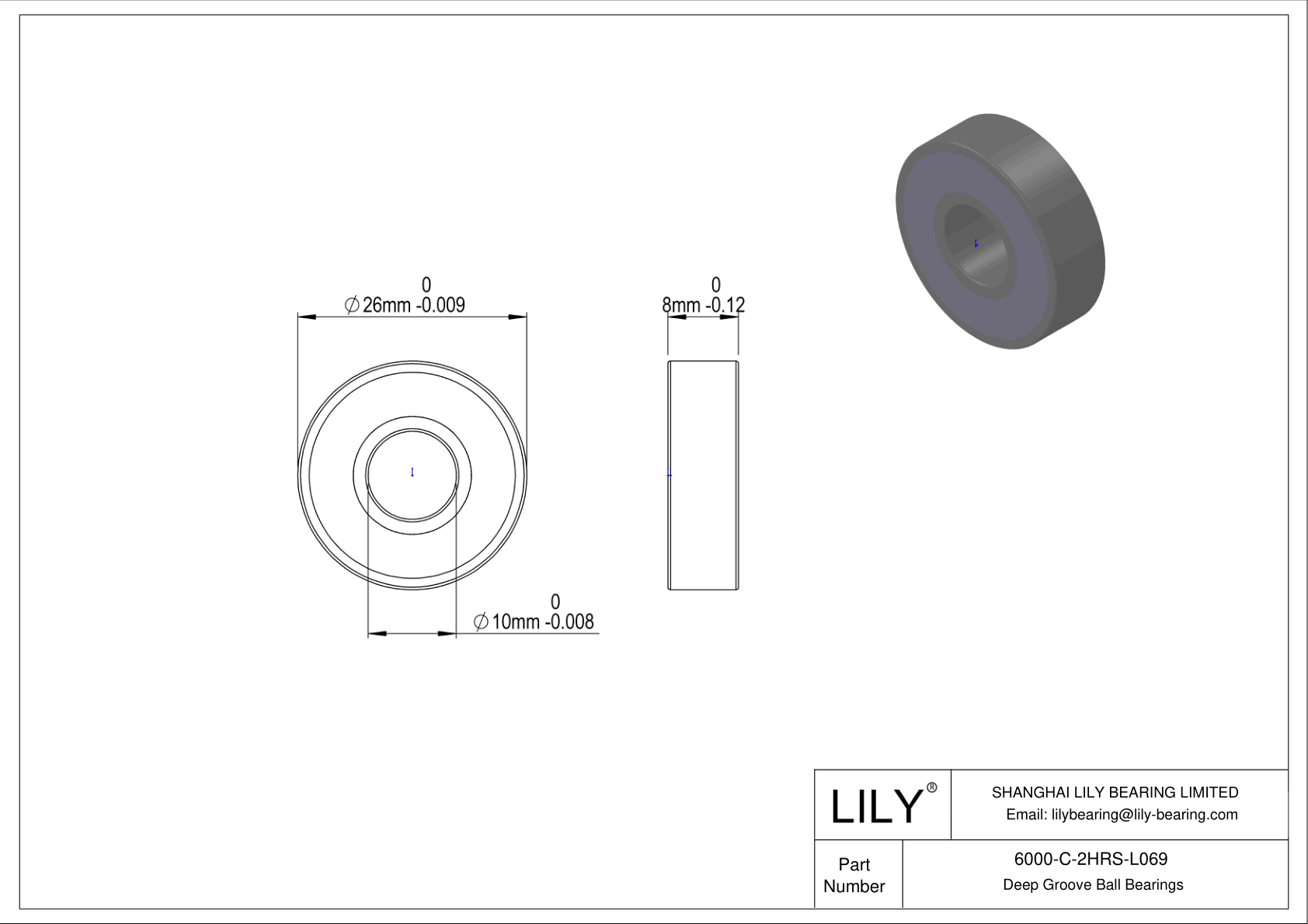 6000-C-2HRS-L069 通用深沟球轴承 cad drawing